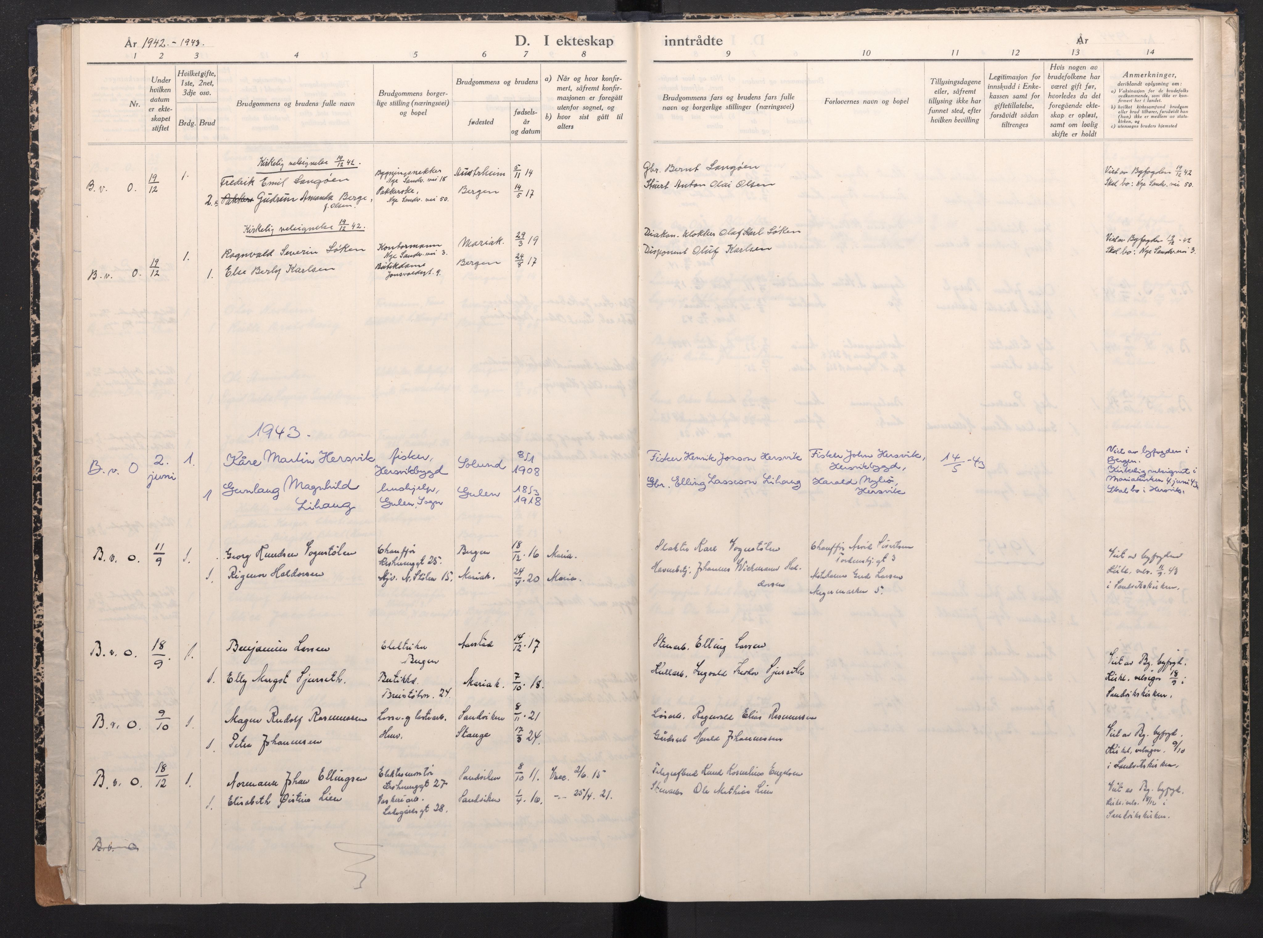 Mariakirken Sokneprestembete, SAB/A-76901/H/Haa/L0009: Ministerialbok nr. A 9, 1942-1945