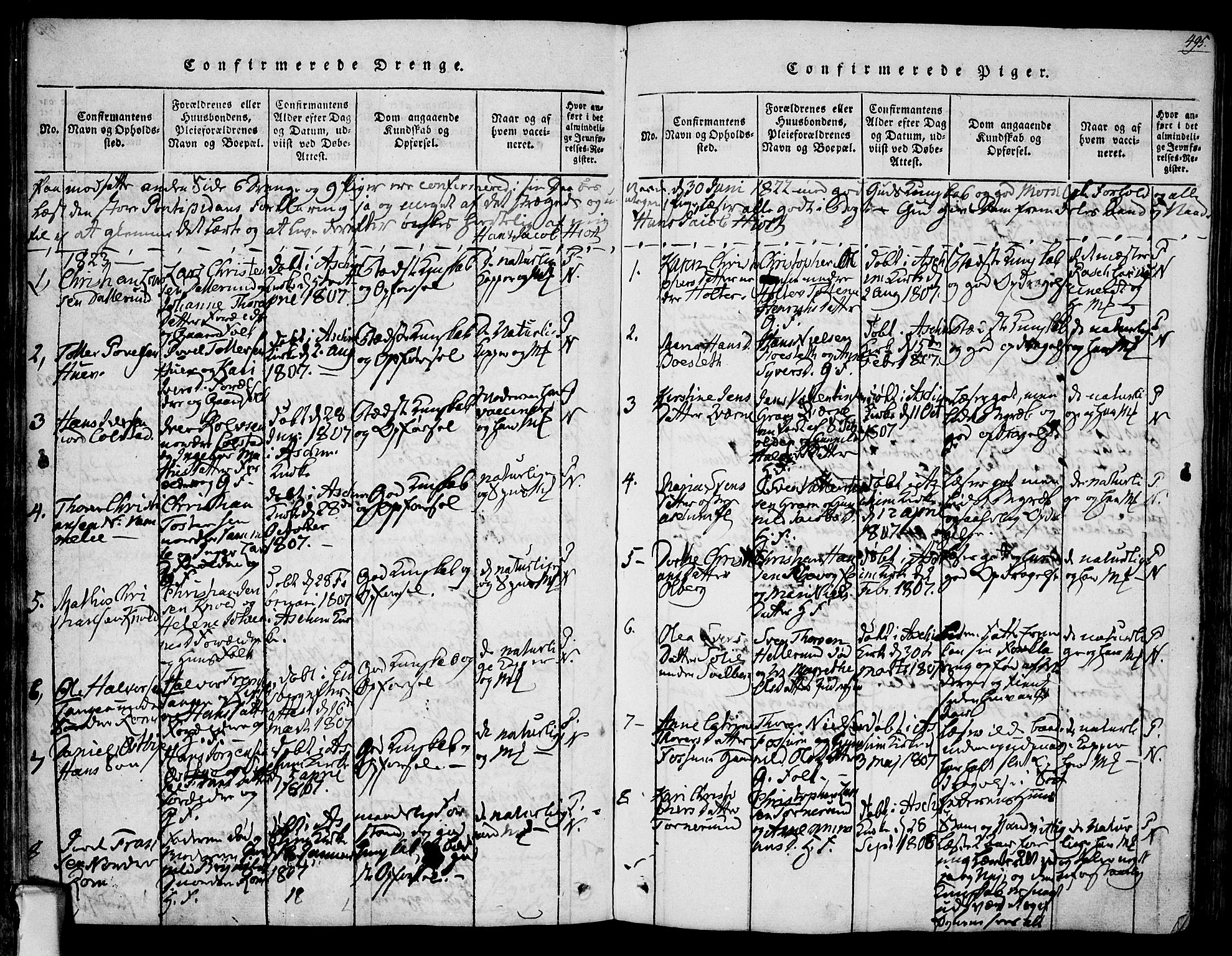 Askim prestekontor Kirkebøker, SAO/A-10900/F/Fa/L0004: Ministerialbok nr. 4, 1817-1846, s. 494-495