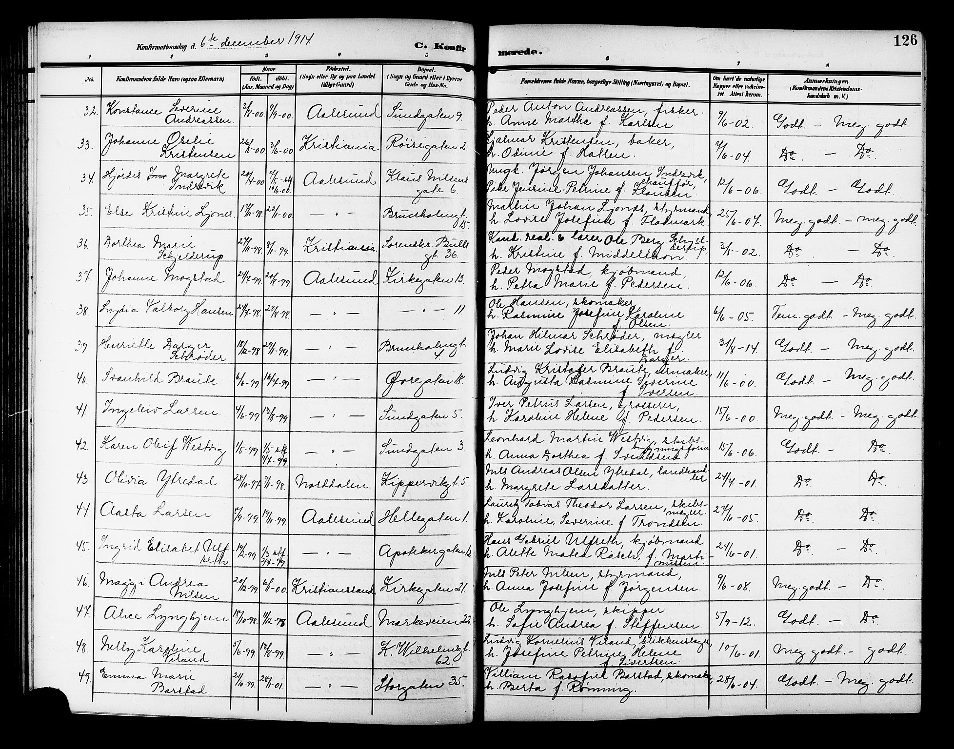 Ministerialprotokoller, klokkerbøker og fødselsregistre - Møre og Romsdal, AV/SAT-A-1454/529/L0470: Klokkerbok nr. 529C07, 1907-1917, s. 126