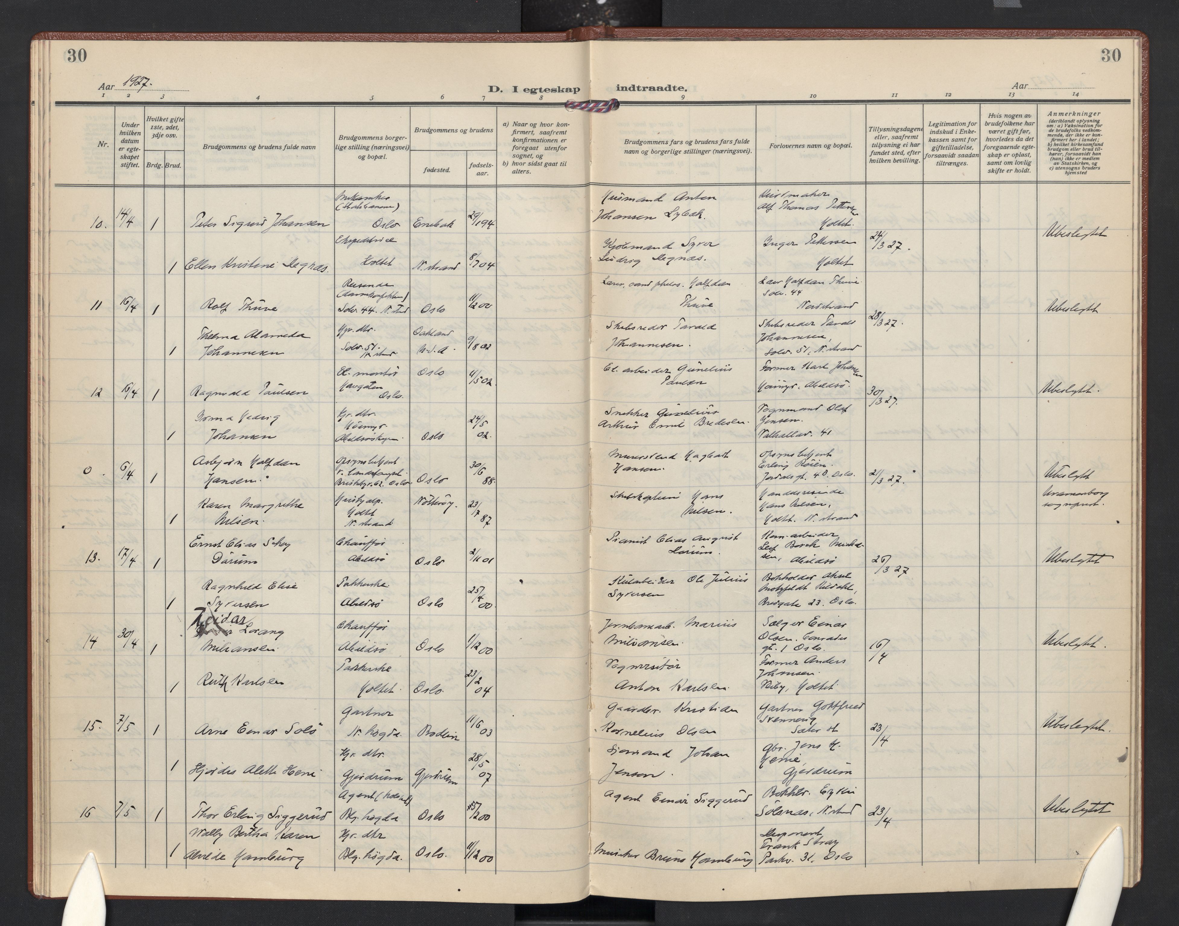 Nordstrand prestekontor Kirkebøker, AV/SAO-A-10362a/F/Fa/L0004: Ministerialbok nr. 4, 1924-1930, s. 30