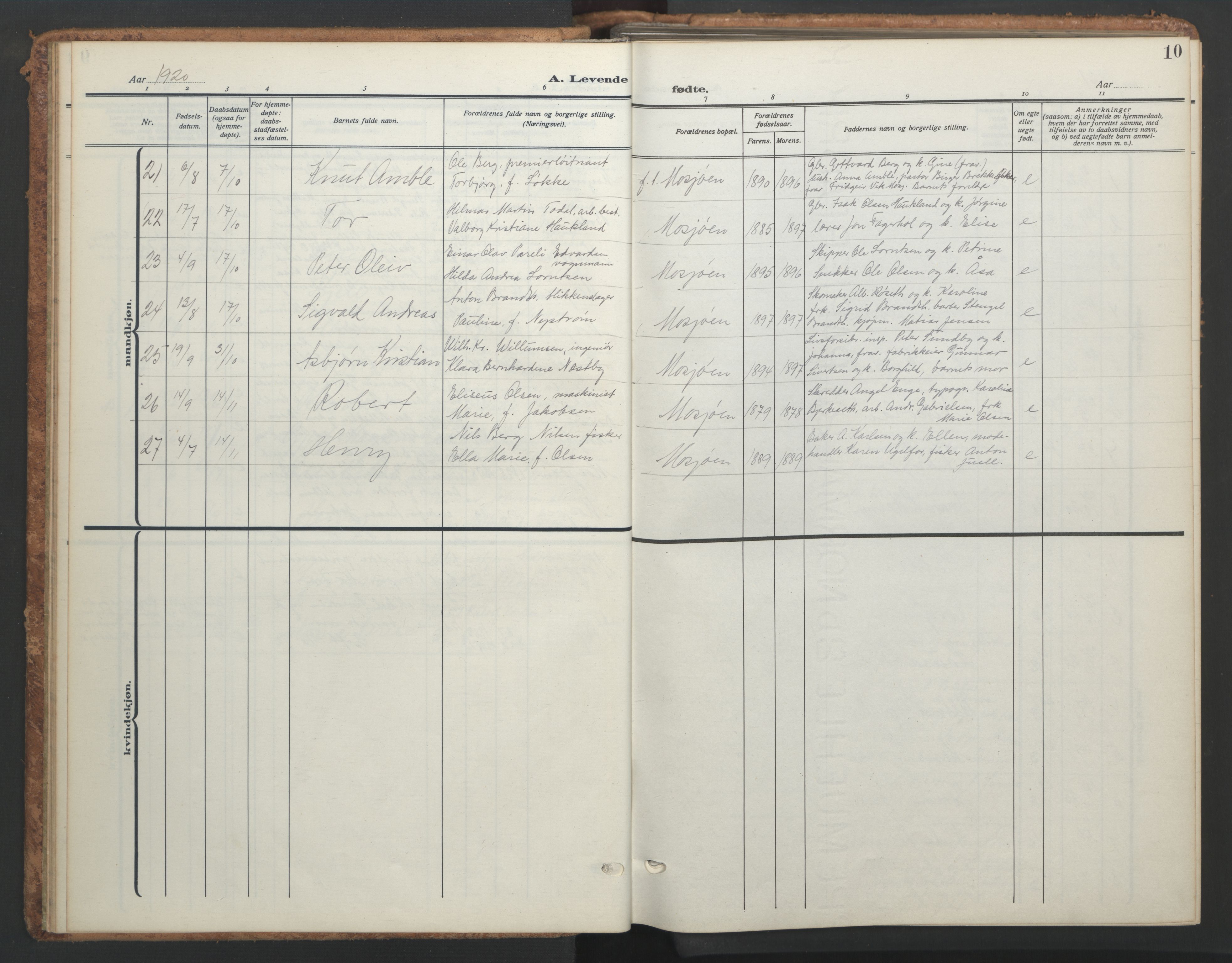 Ministerialprotokoller, klokkerbøker og fødselsregistre - Nordland, AV/SAT-A-1459/820/L0303: Klokkerbok nr. 820C05, 1917-1952, s. 10