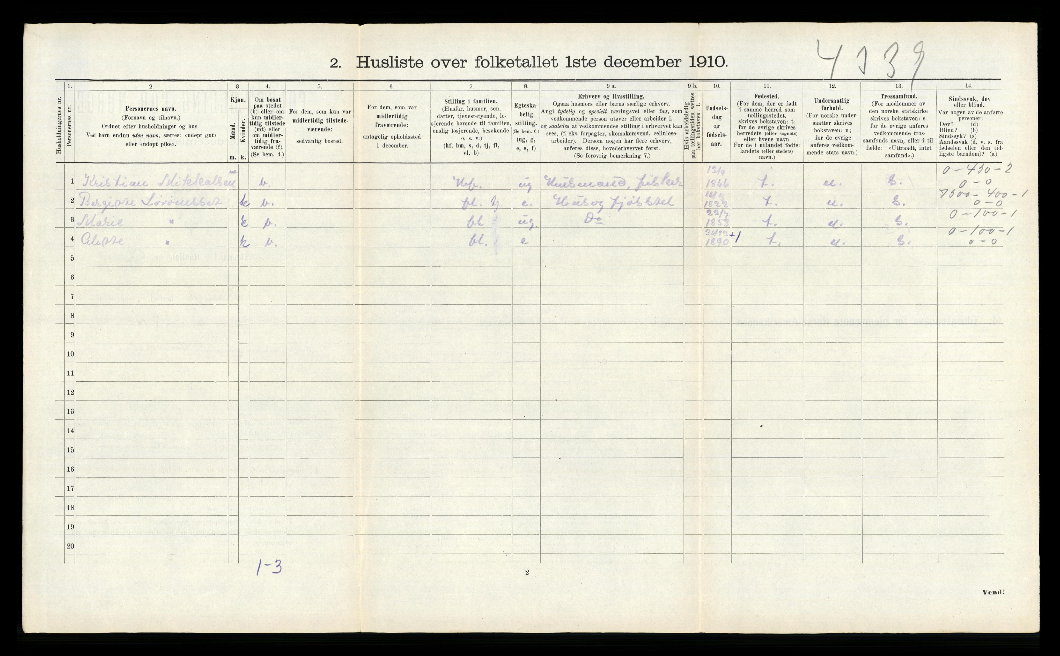 RA, Folketelling 1910 for 1749 Flatanger herred, 1910, s. 530