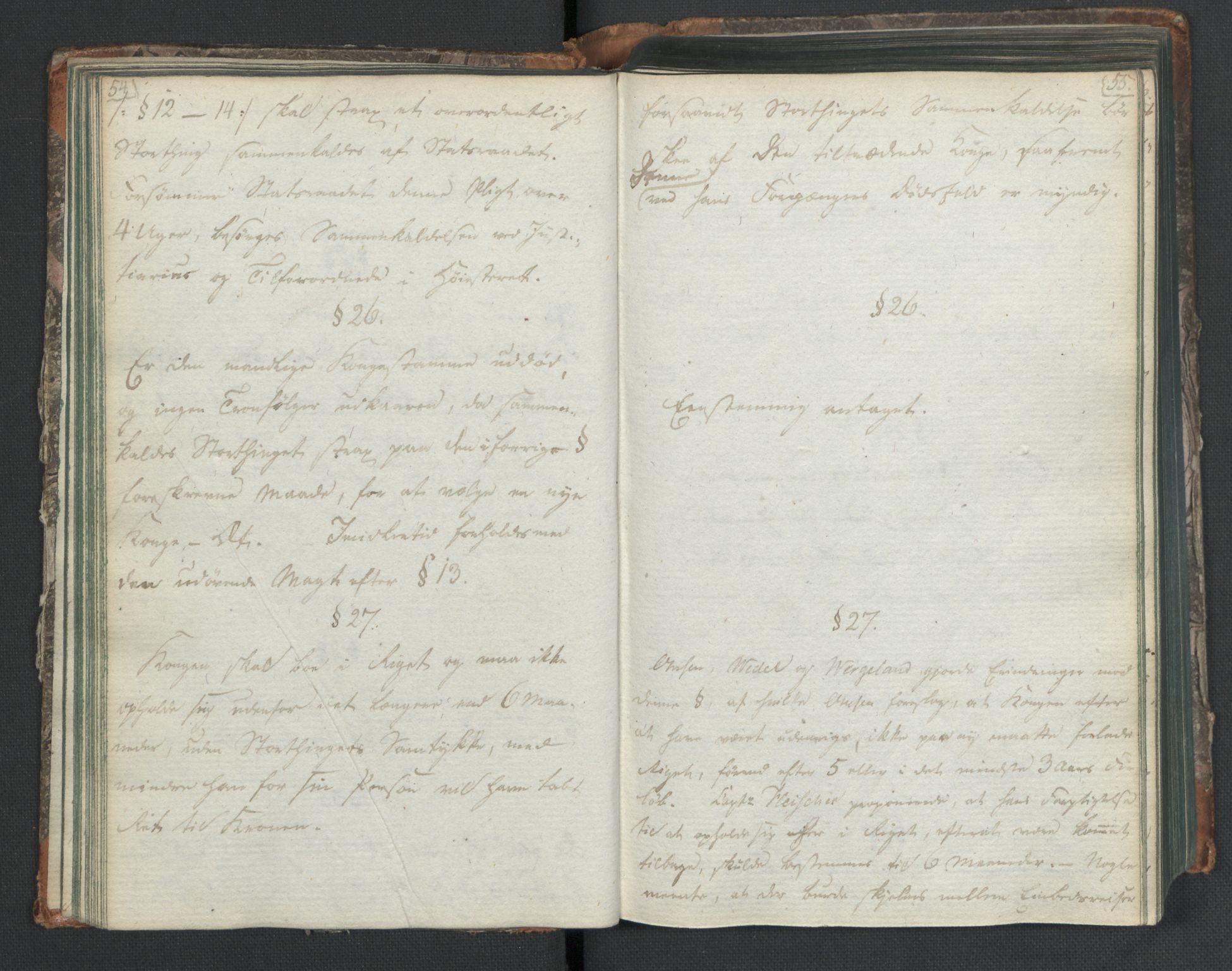Manuskriptsamlingen, RA/EA-3667/H/L0021: Byfogd Gregers Winther Wulfbergs dagbok under Riksforsamlingen på Eidsvoll, 1814, s. 54-55
