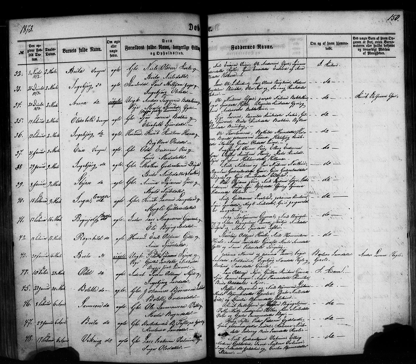 Voss sokneprestembete, AV/SAB-A-79001/H/Haa: Ministerialbok nr. A 17, 1863-1886, s. 150