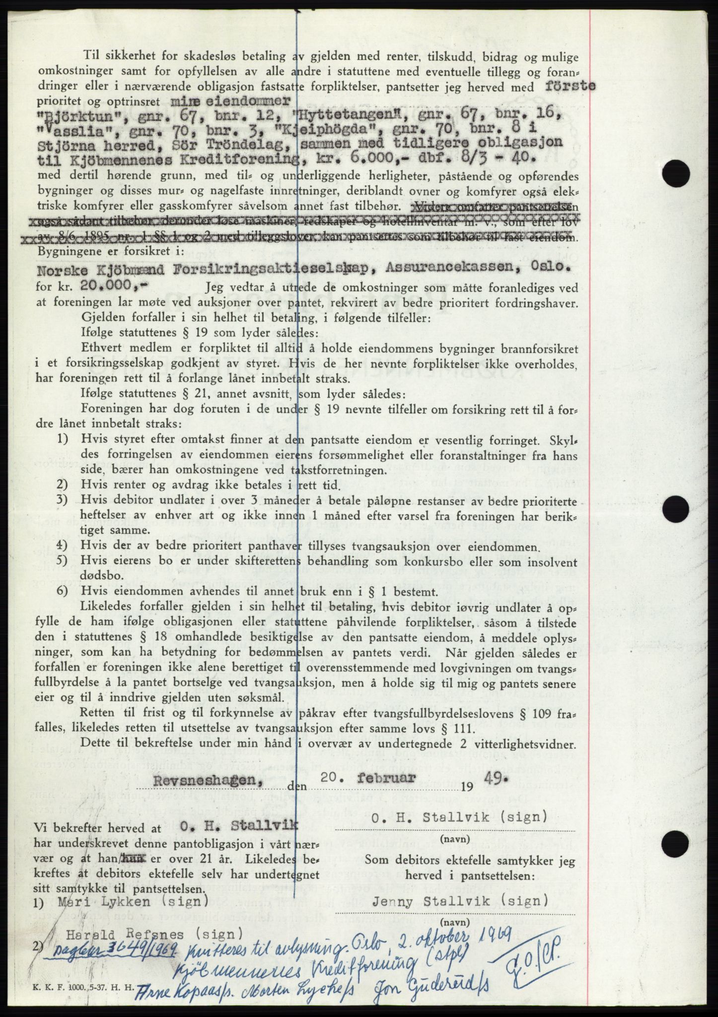 Fosen sorenskriveri, AV/SAT-A-1107/1/2/2C: Pantebok nr. B, 1948-1950, Dagboknr: 300/1949
