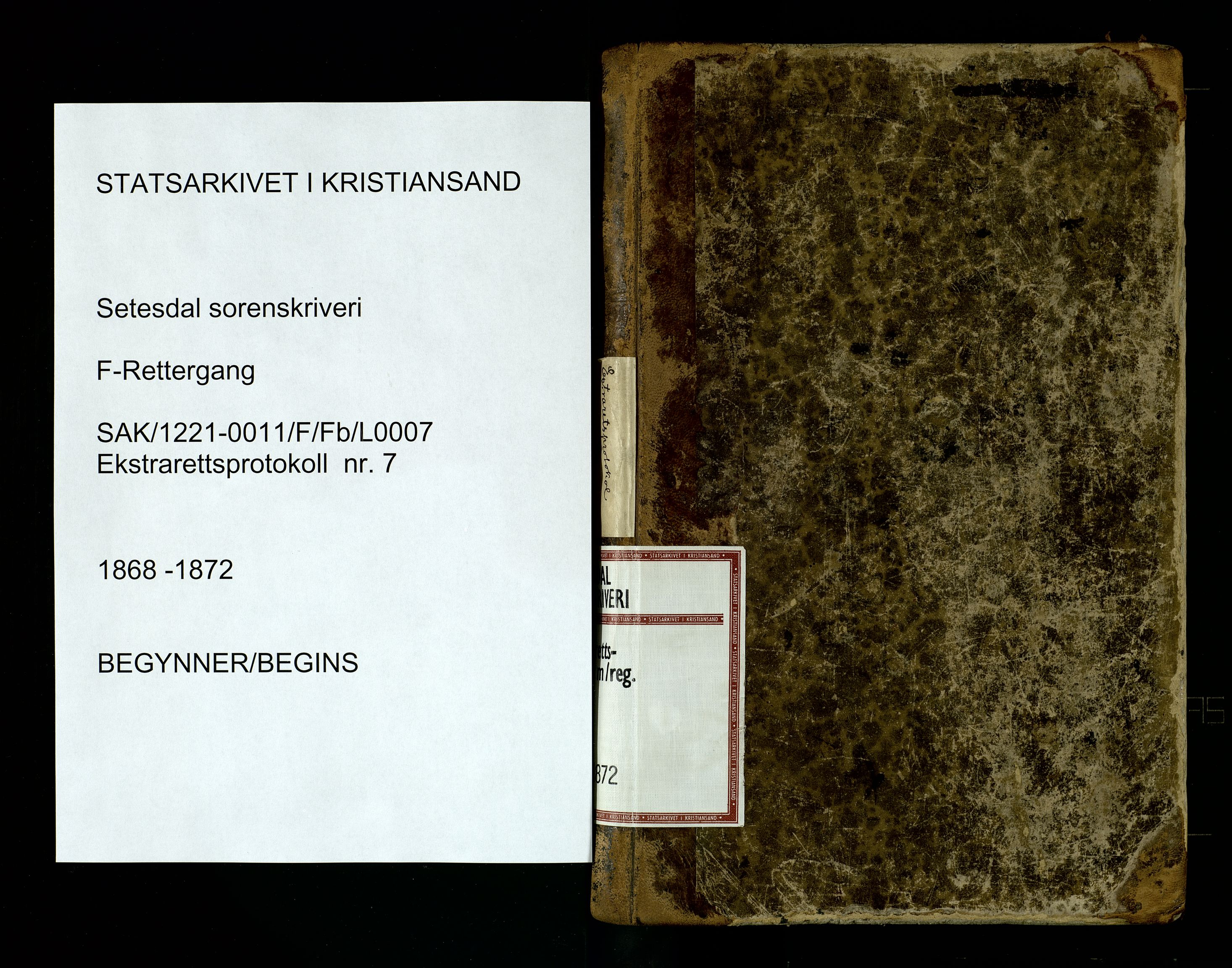 Setesdal sorenskriveri, SAK/1221-0011/F/Fb/L0007: Ekstrarettsprotokoll nr 7, 1868-1872