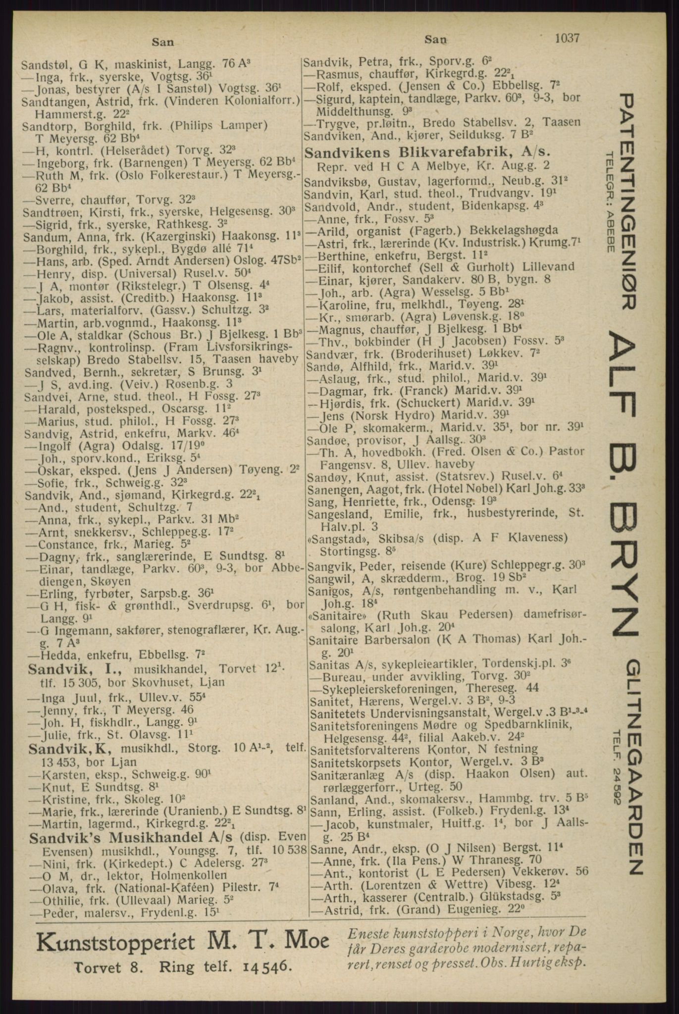 Kristiania/Oslo adressebok, PUBL/-, 1929, s. 1037