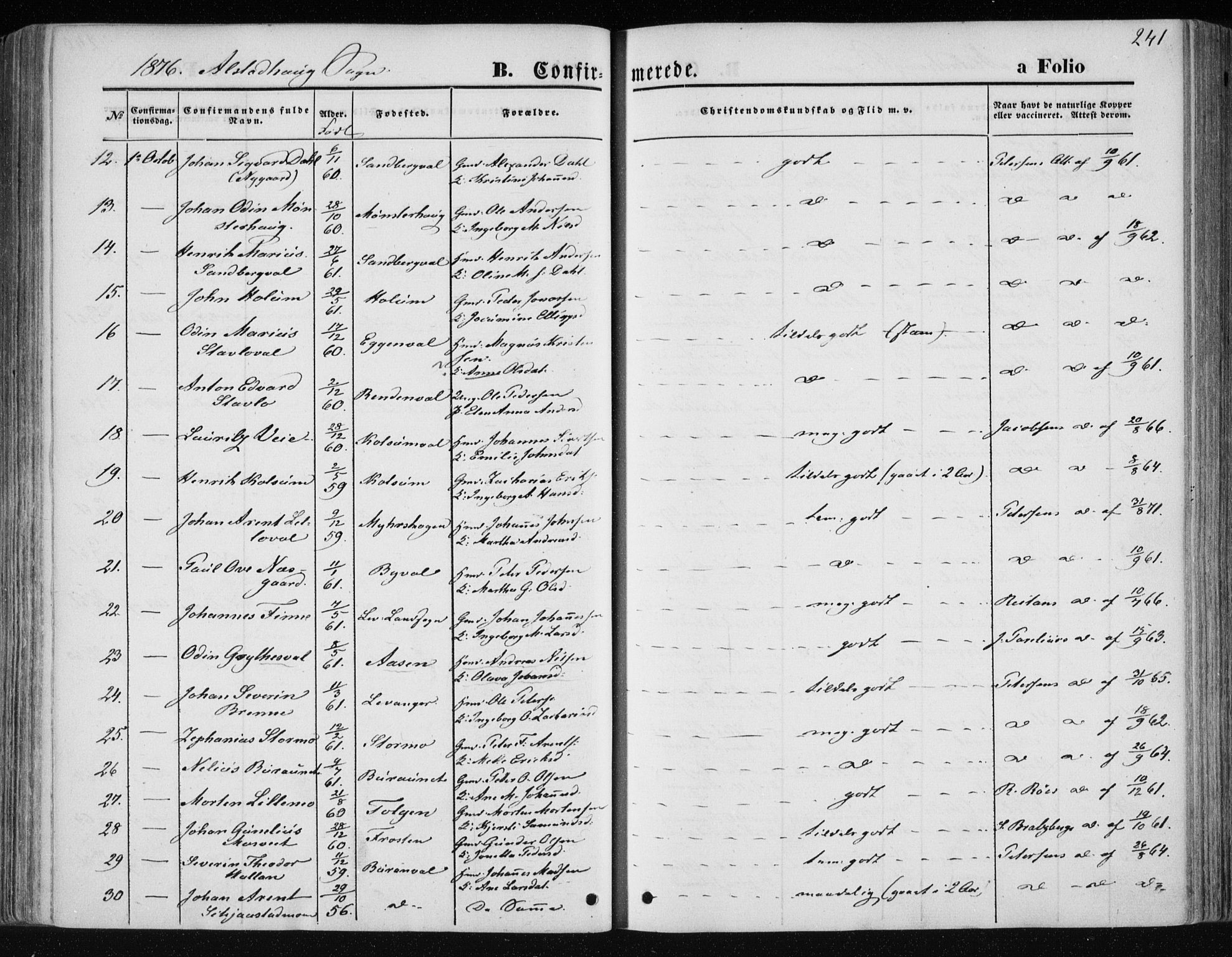 Ministerialprotokoller, klokkerbøker og fødselsregistre - Nord-Trøndelag, SAT/A-1458/717/L0157: Ministerialbok nr. 717A08 /1, 1863-1877, s. 241