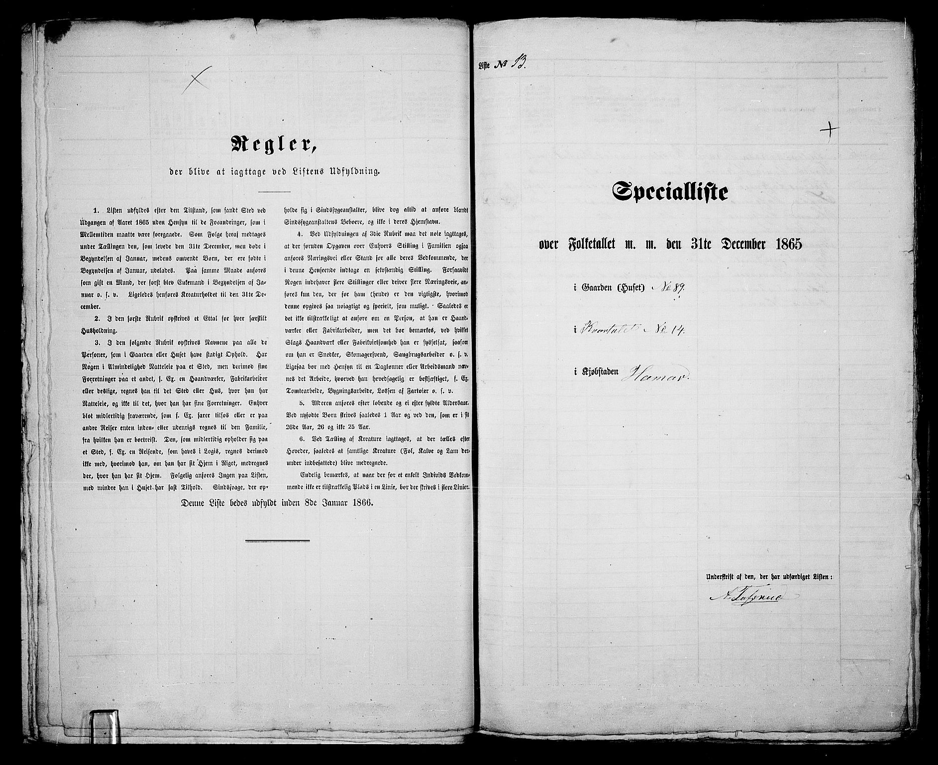 RA, Folketelling 1865 for 0401B Vang prestegjeld, Hamar kjøpstad, 1865, s. 33