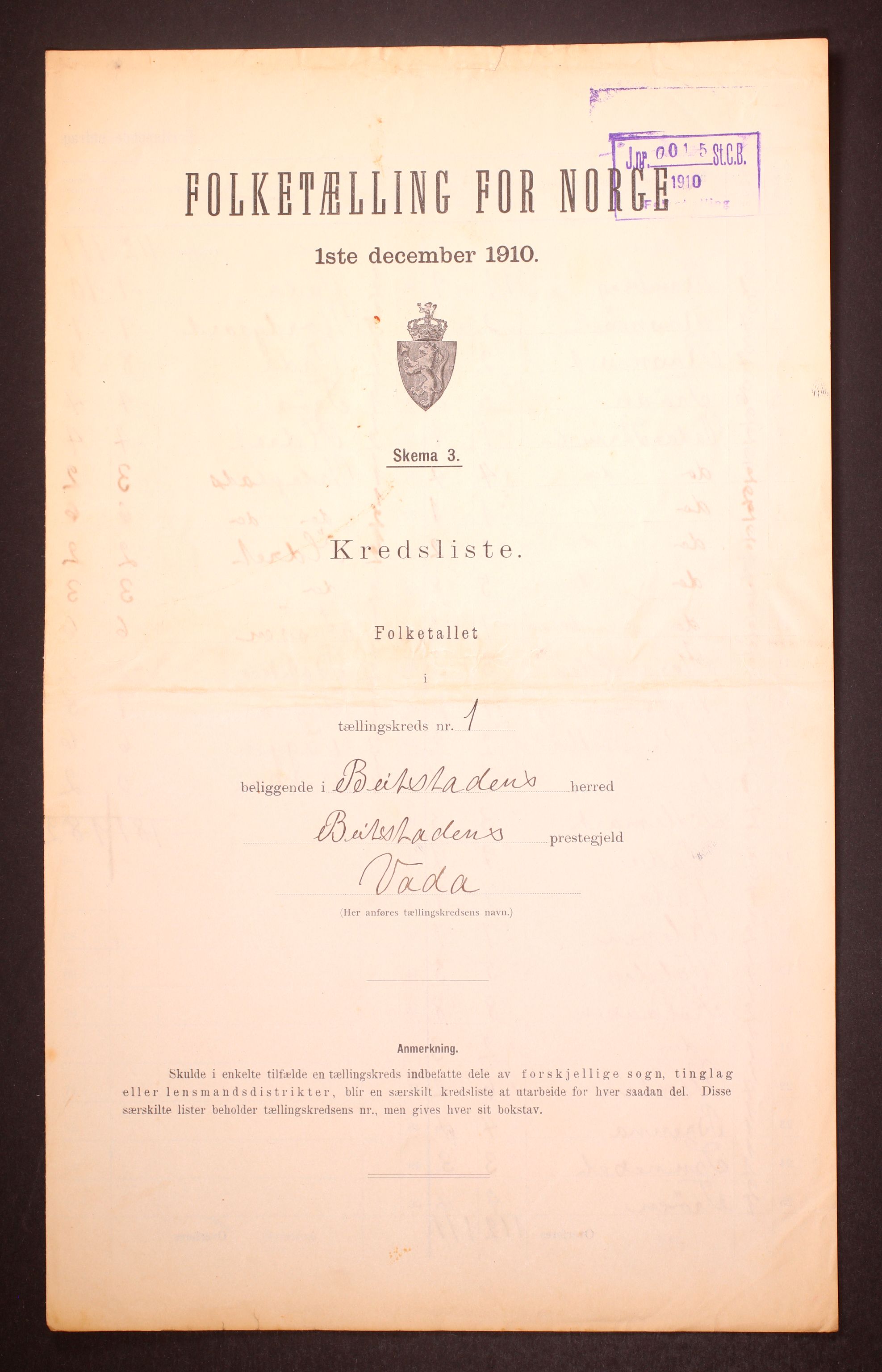 RA, Folketelling 1910 for 1727 Beitstad herred, 1910, s. 4