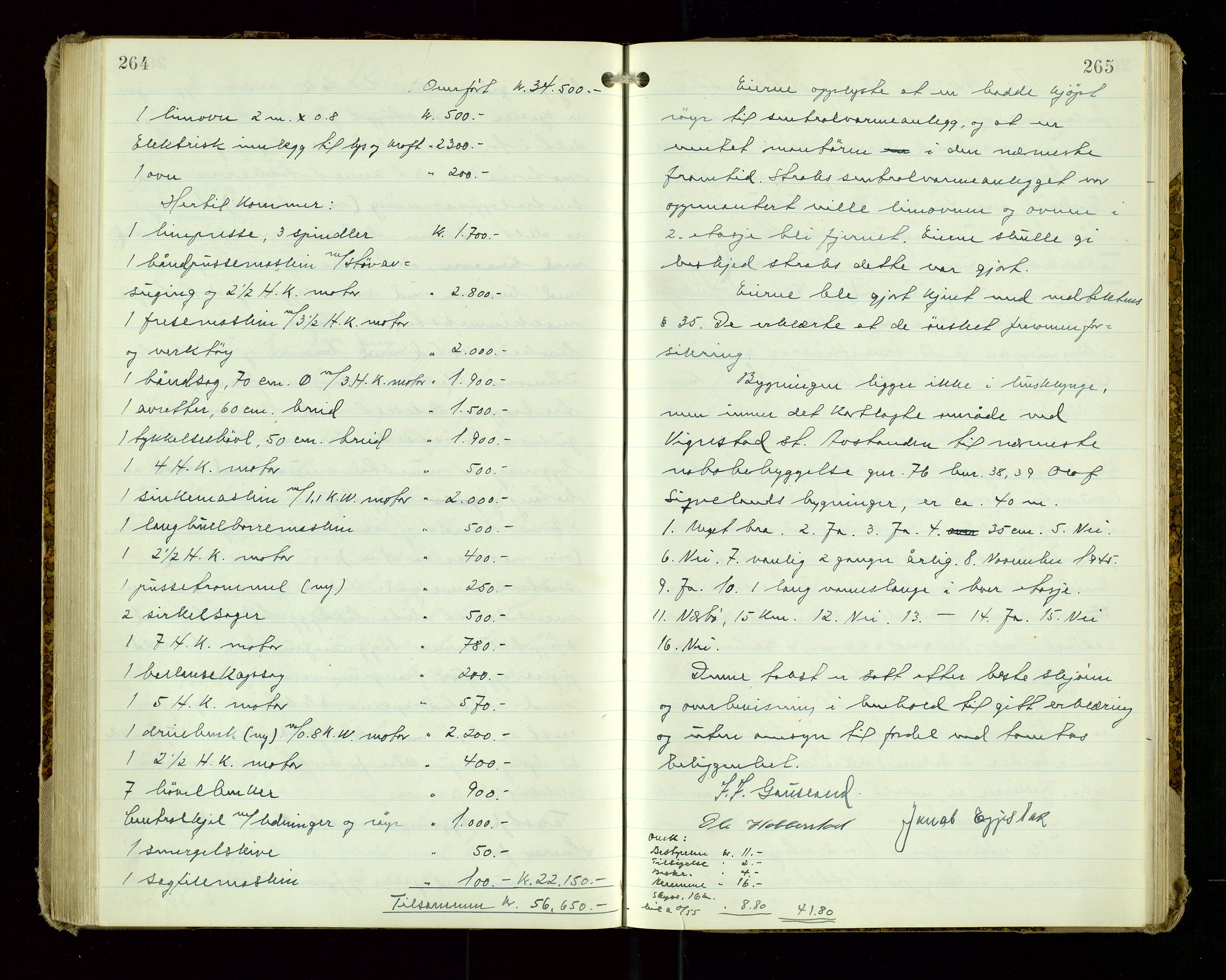 Hå lensmannskontor, AV/SAST-A-100456/Goa/L0009: Takstprotokoll, 1943-1947, s. 264-265
