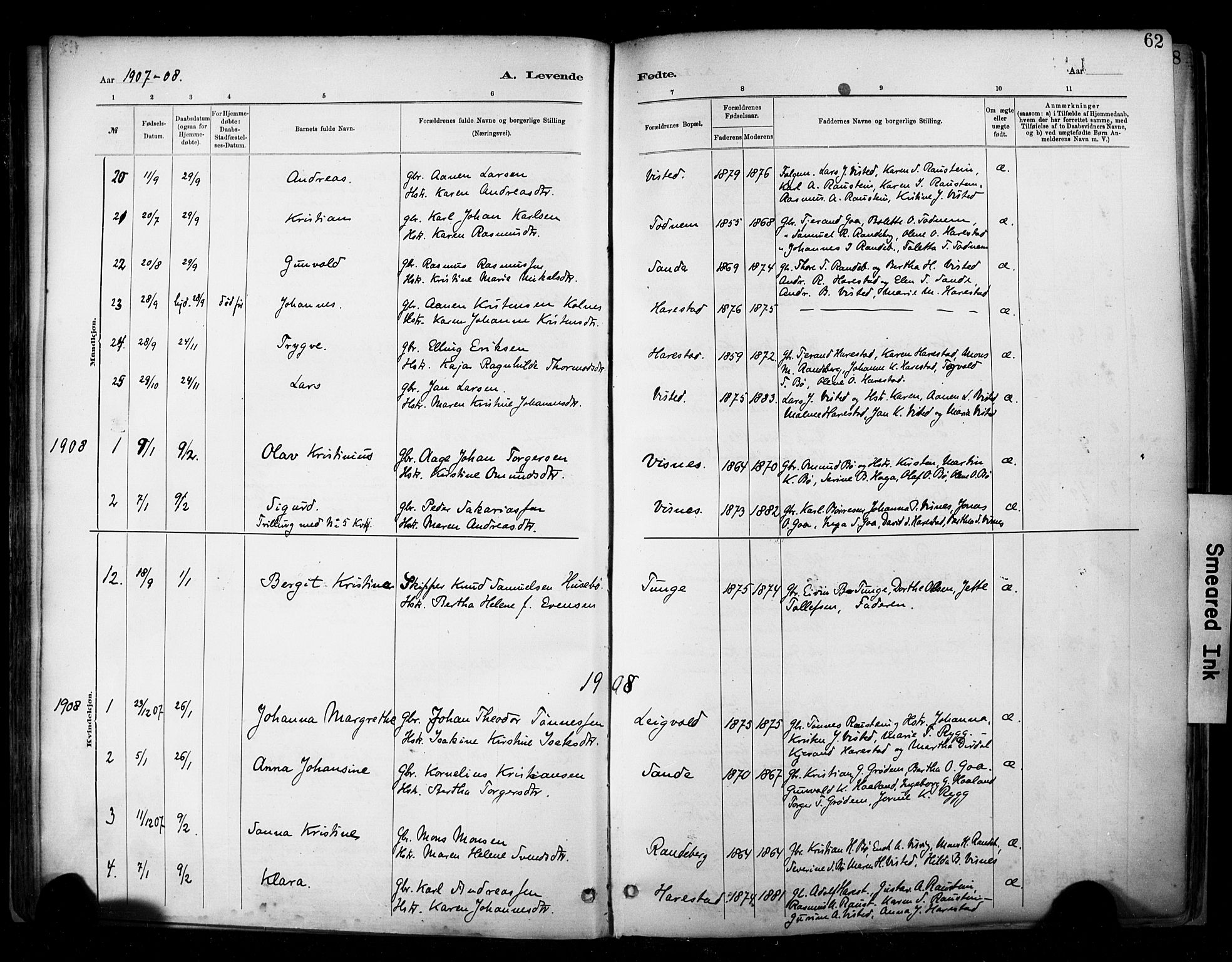 Hetland sokneprestkontor, AV/SAST-A-101826/30/30BA/L0009: Ministerialbok nr. A 9, 1882-1918, s. 62