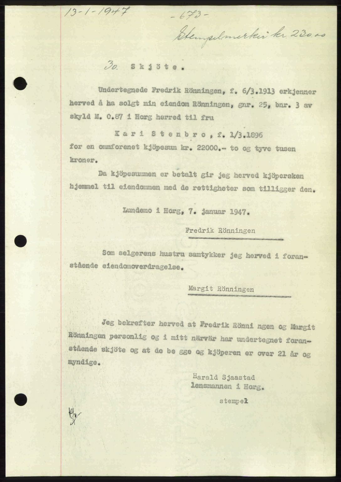Gauldal sorenskriveri, SAT/A-0014/1/2/2C: Pantebok nr. A3, 1947-1947, Dagboknr: 30/1947