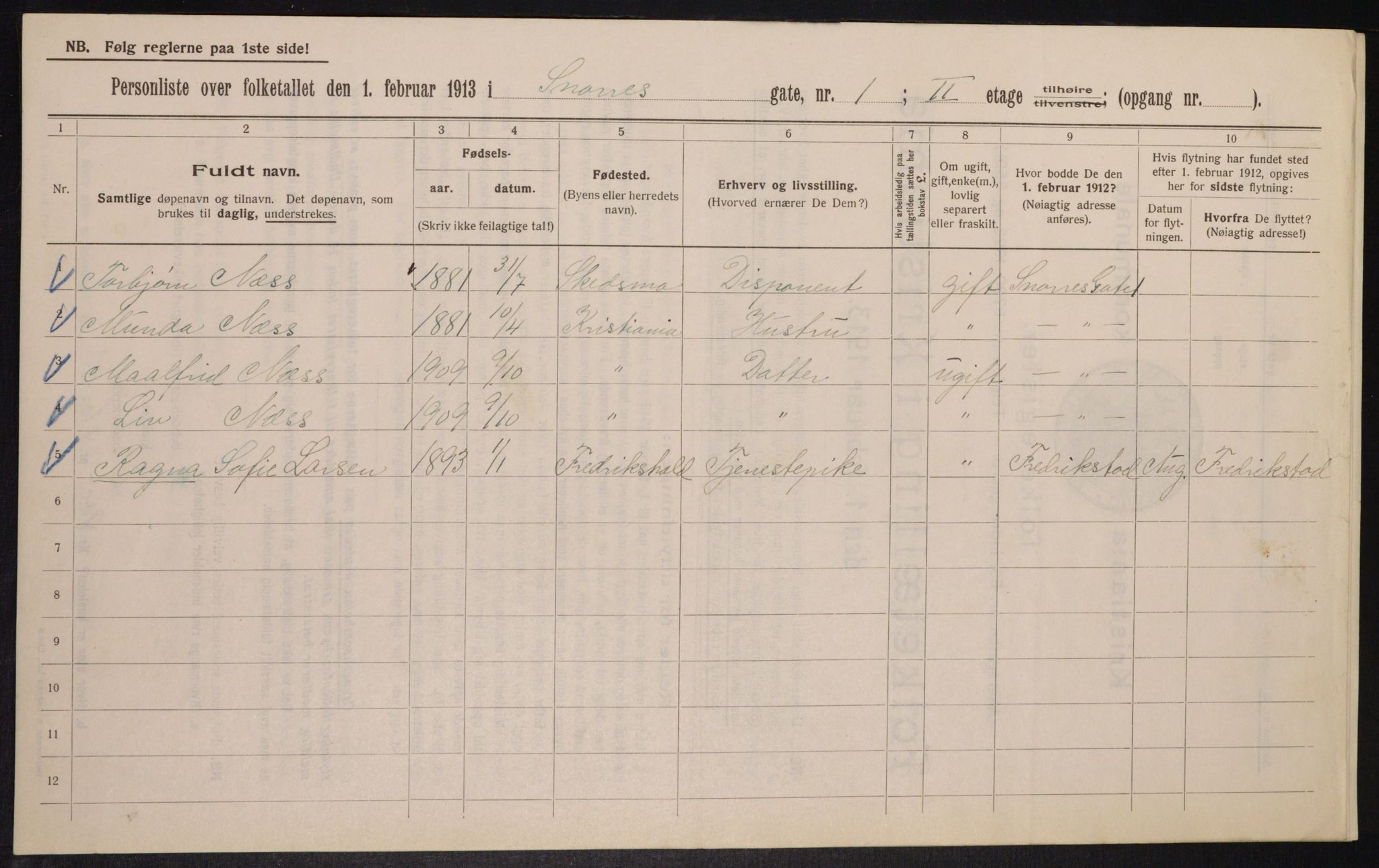 OBA, Kommunal folketelling 1.2.1913 for Kristiania, 1913, s. 98123