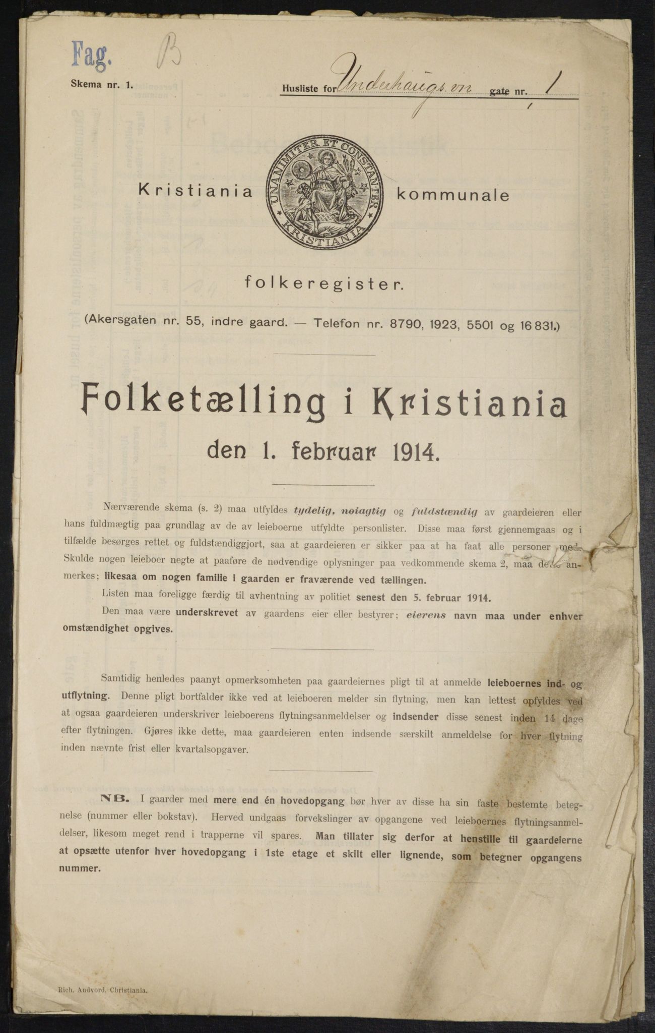 OBA, Kommunal folketelling 1.2.1914 for Kristiania, 1914, s. 120775