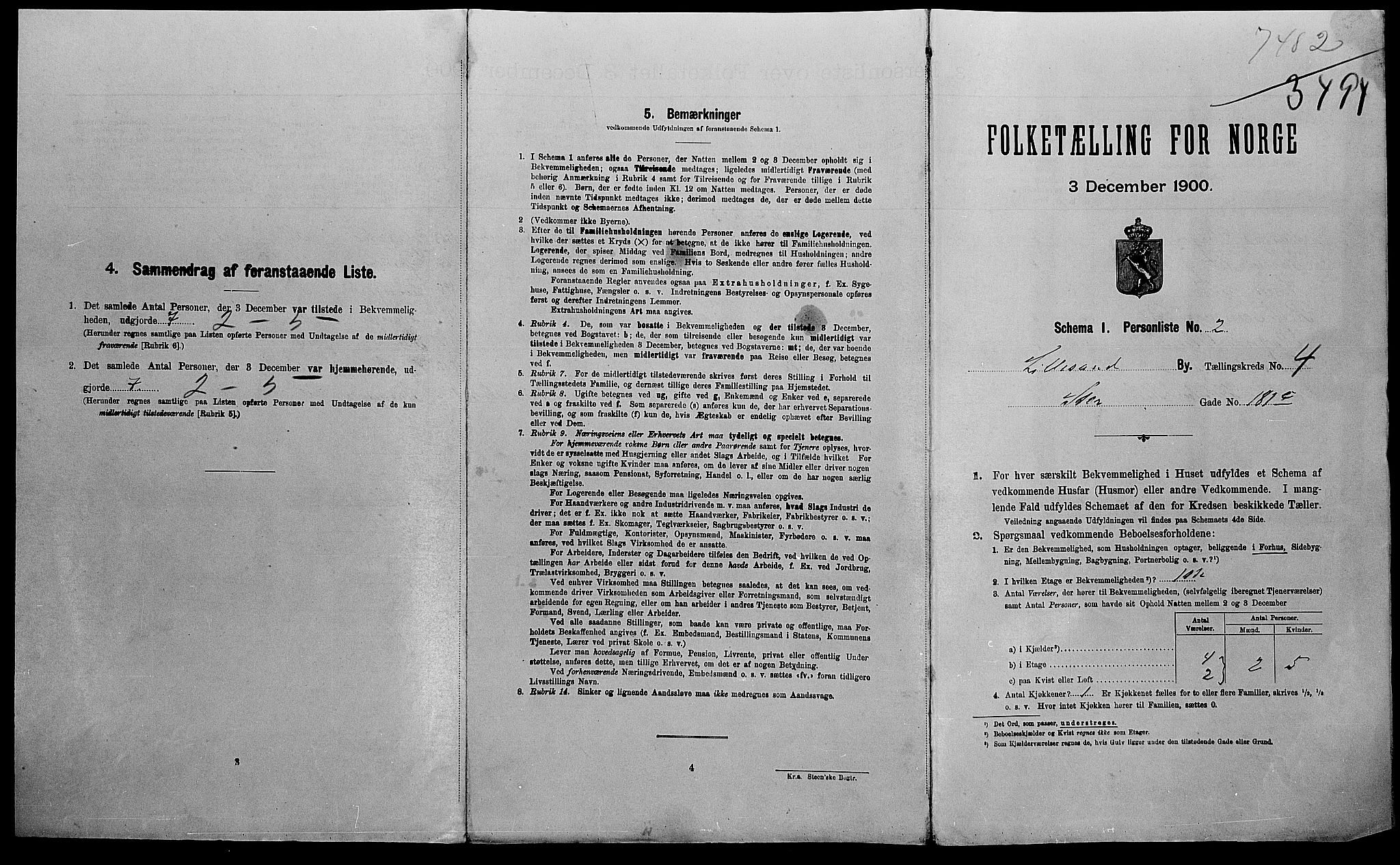 SAK, Folketelling 1900 for 0905 Lillesand ladested, 1900, s. 126