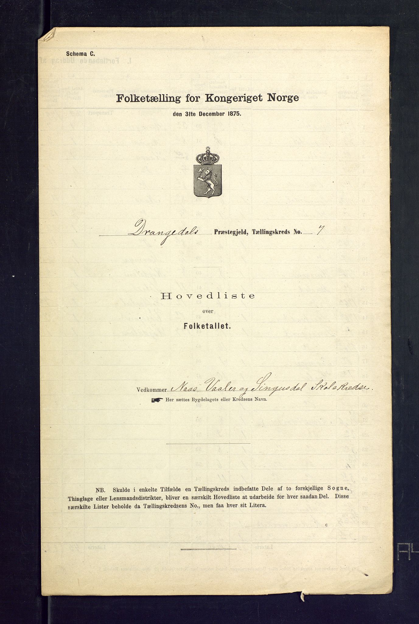 SAKO, Folketelling 1875 for 0817P Drangedal prestegjeld, 1875, s. 29