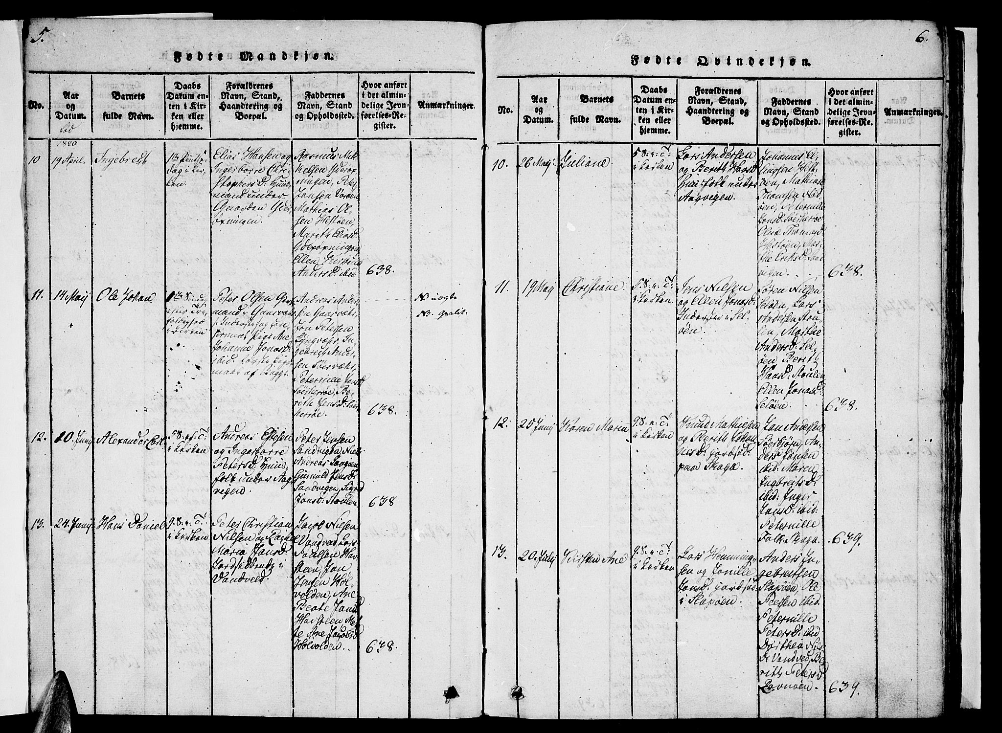 Ministerialprotokoller, klokkerbøker og fødselsregistre - Nordland, AV/SAT-A-1459/834/L0510: Klokkerbok nr. 834C01, 1820-1847, s. 5-6