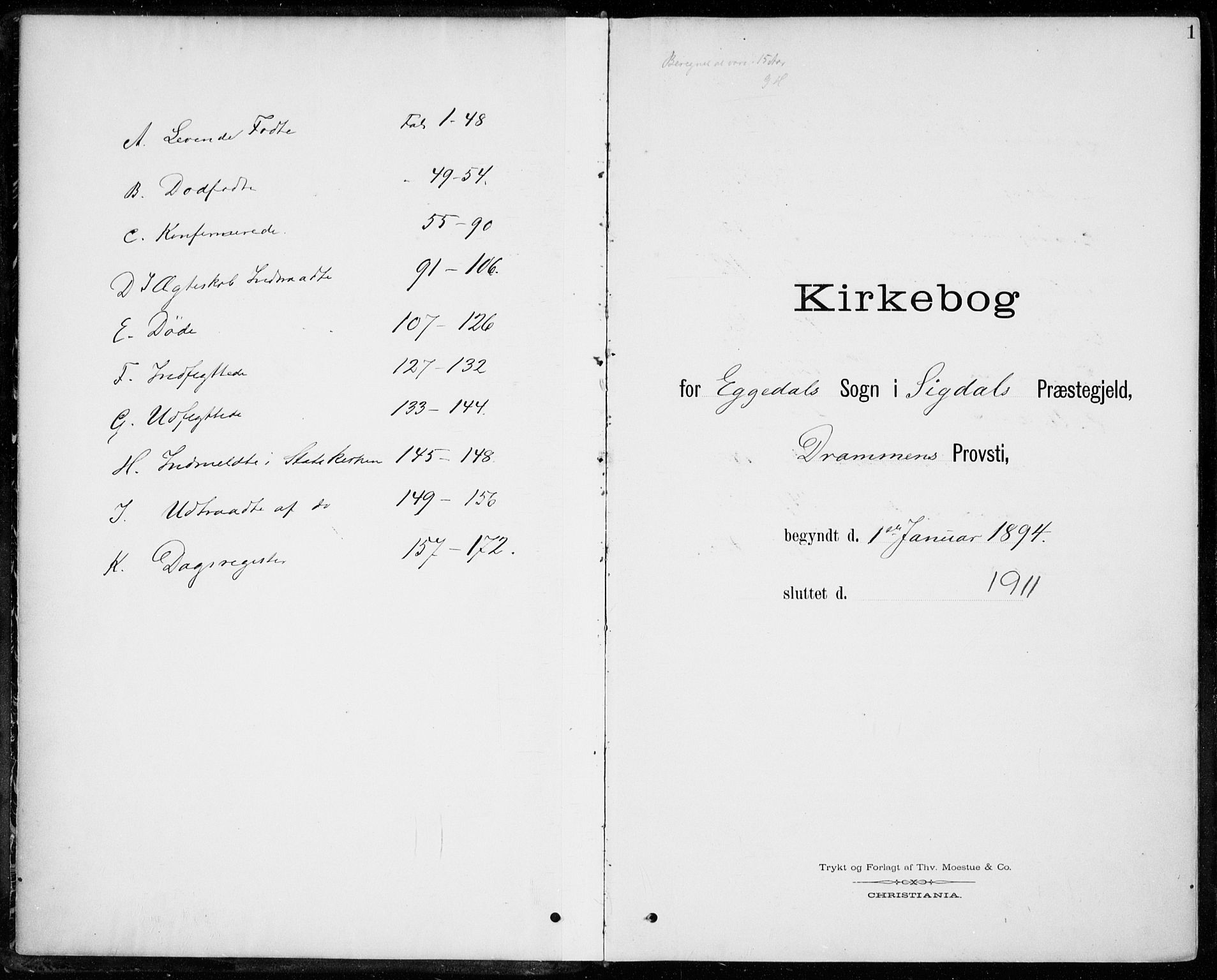 Sigdal kirkebøker, SAKO/A-245/F/Fc/L0002: Ministerialbok nr. III 2, 1894-1911, s. 1