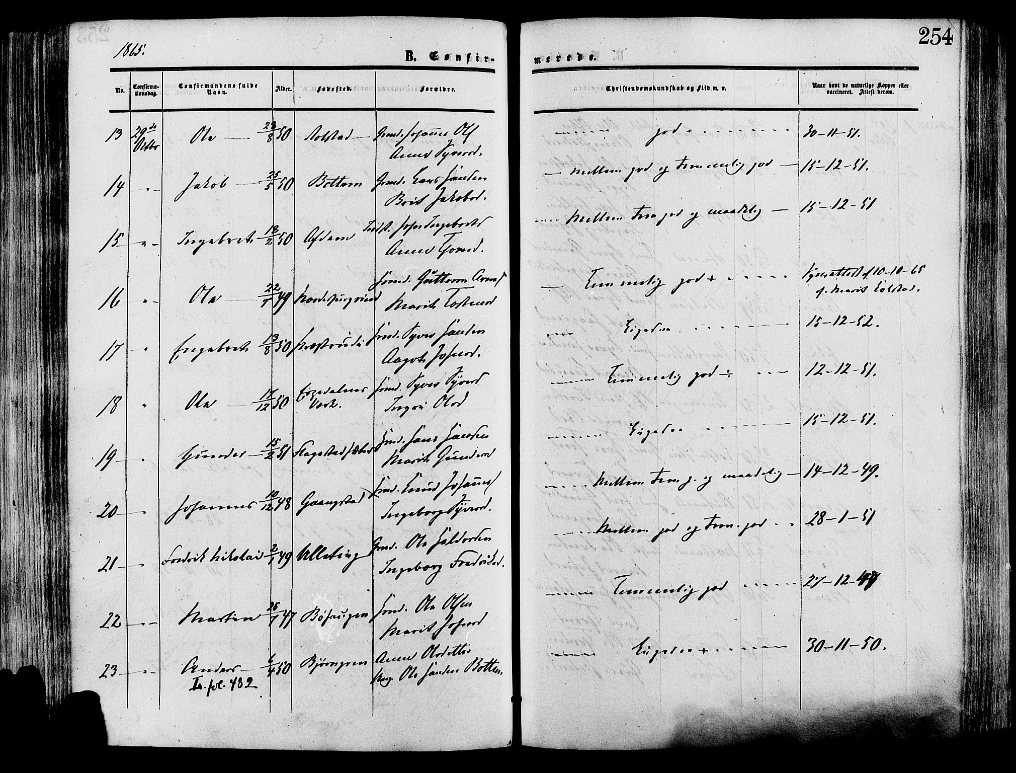Lesja prestekontor, AV/SAH-PREST-068/H/Ha/Haa/L0008: Ministerialbok nr. 8, 1854-1880, s. 254