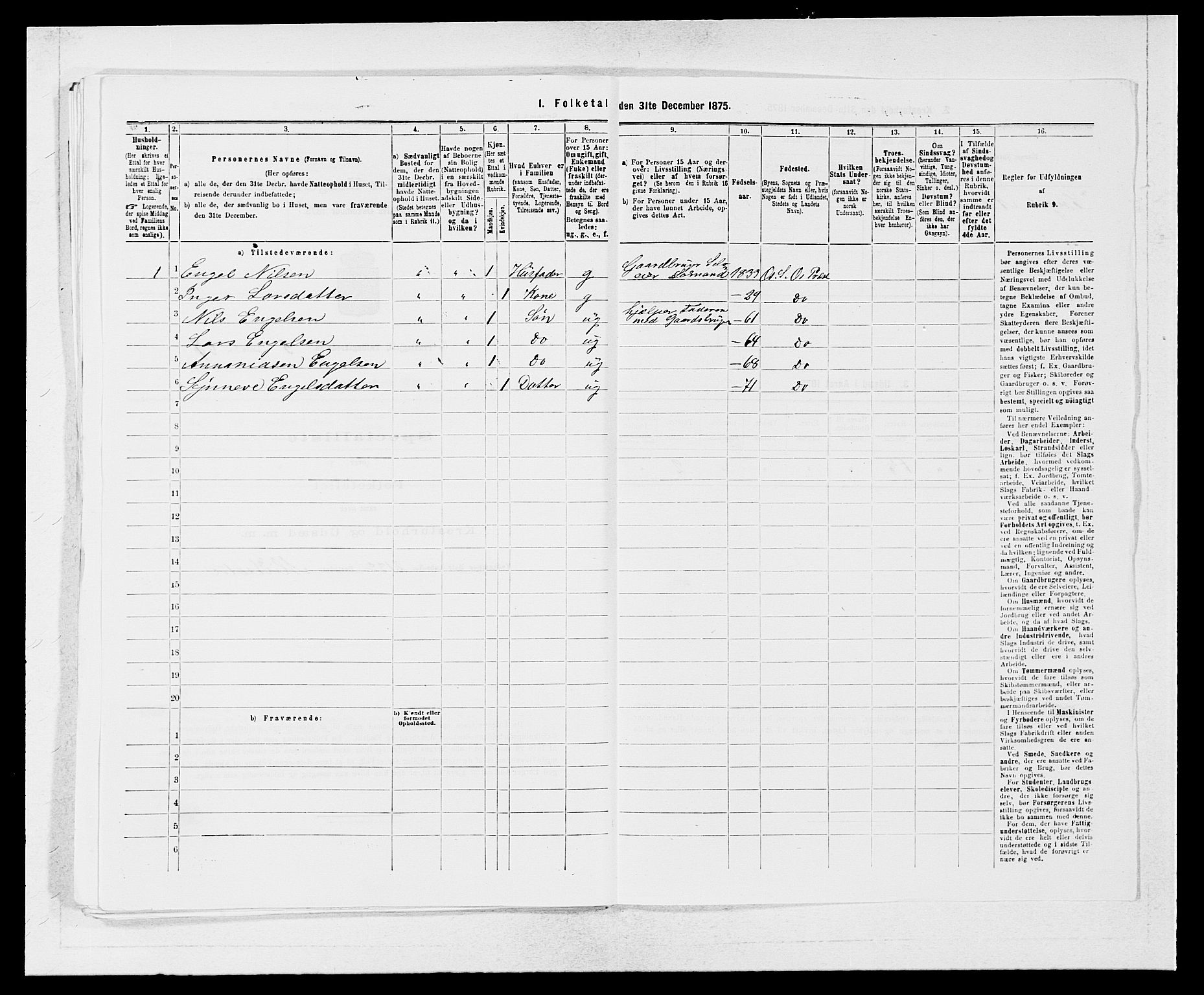 SAB, Folketelling 1875 for 1243P Os prestegjeld, 1875, s. 749