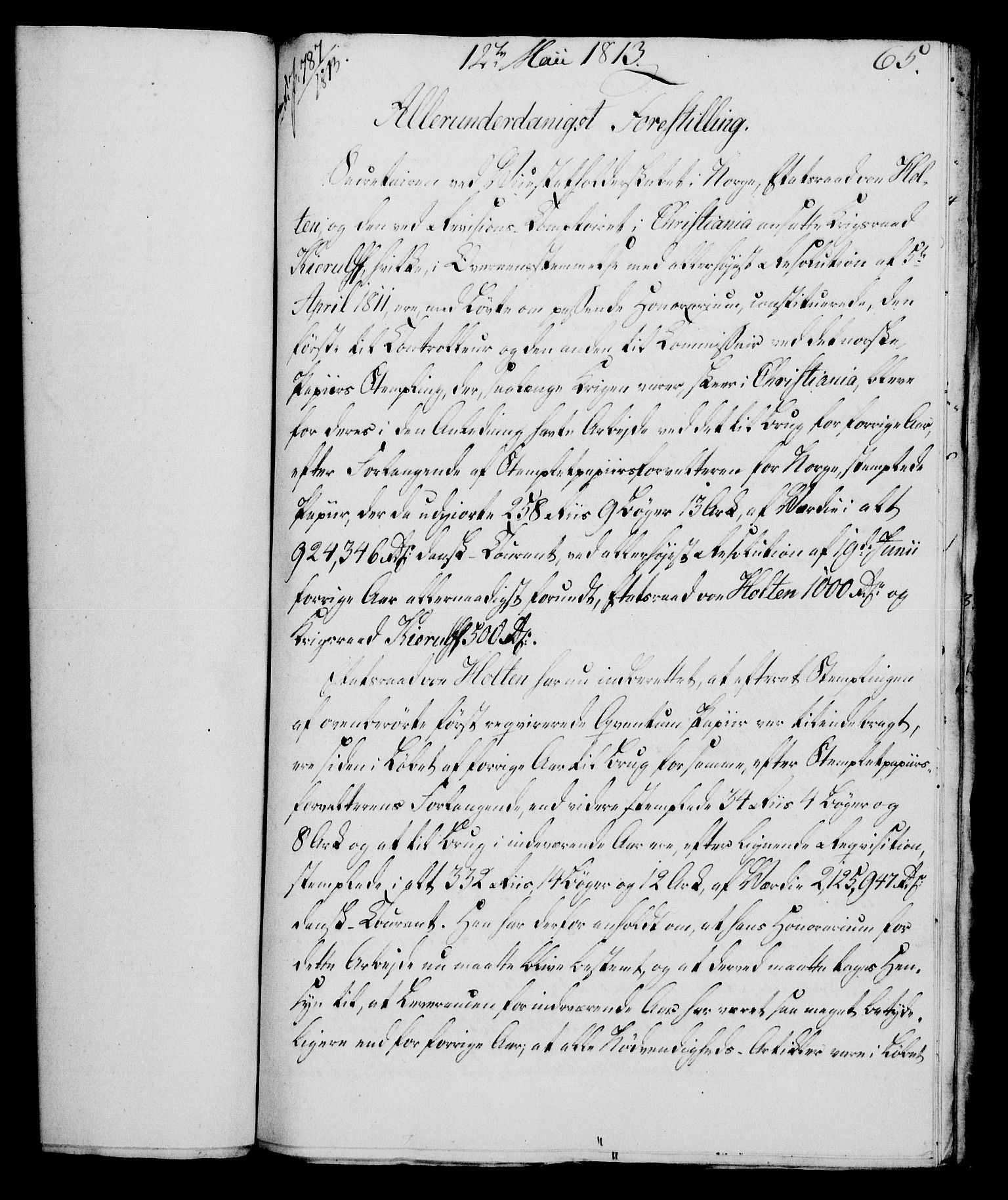 Rentekammeret, Kammerkanselliet, AV/RA-EA-3111/G/Gf/Gfa/L0095: Norsk relasjons- og resolusjonsprotokoll (merket RK 52.95), 1813-1814, s. 265