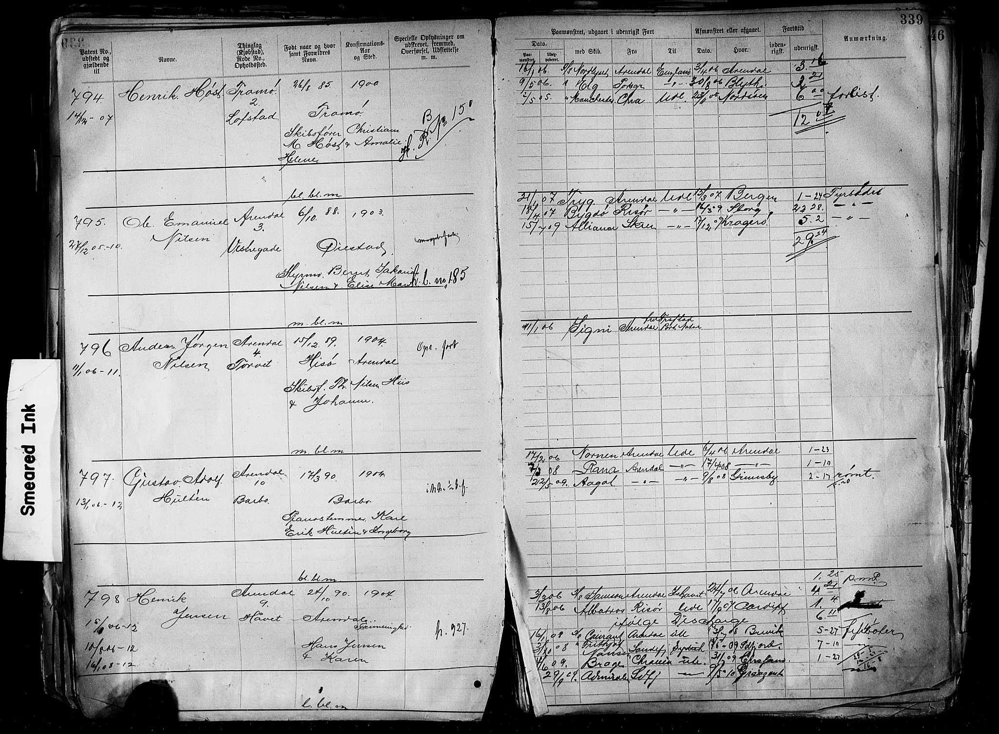 Arendal mønstringskrets, AV/SAK-2031-0012/F/Fa/L0004: Annotasjonsrulle nr 3828-4715 og nr 1-1296, S-4, 1892-1918, s. 350