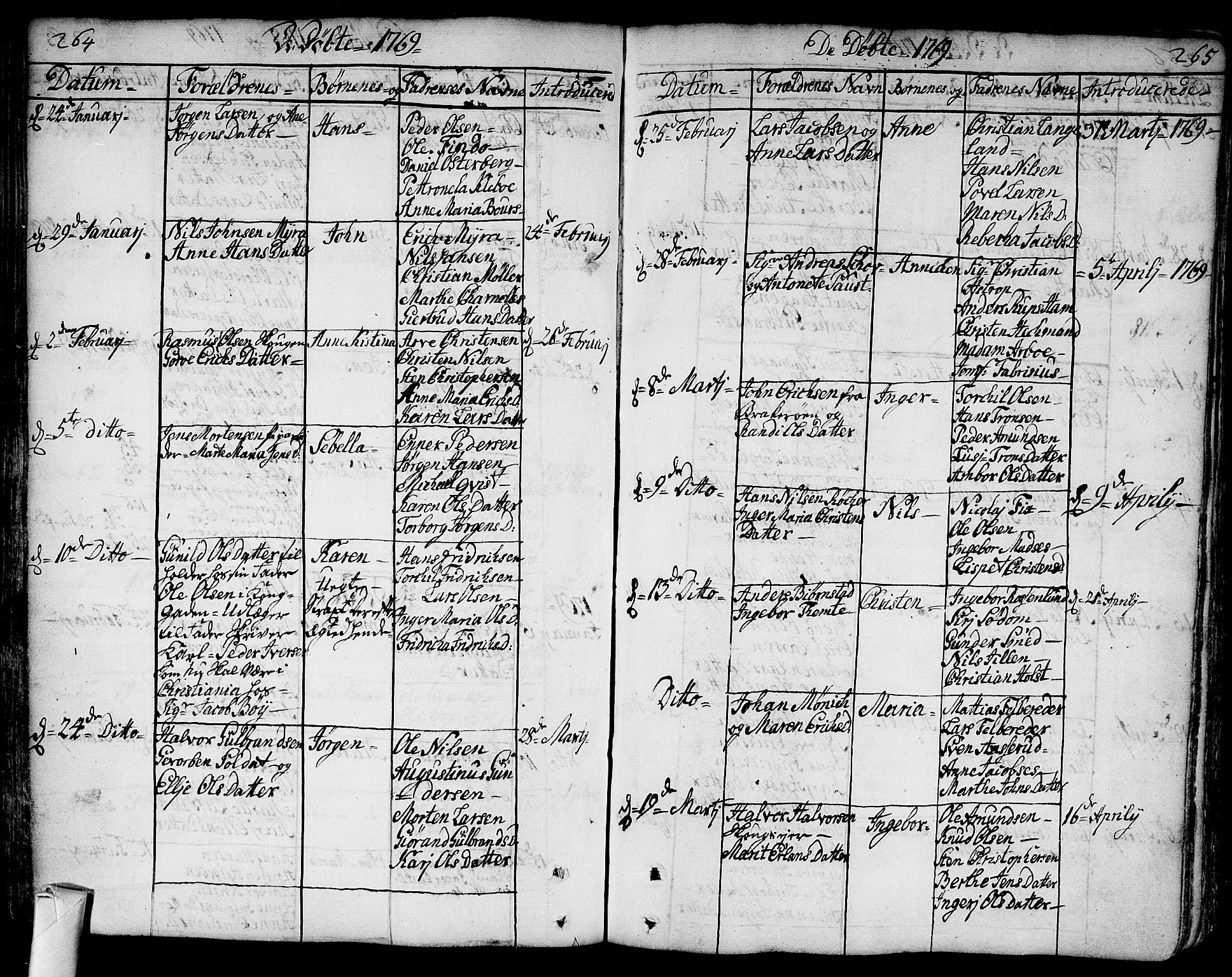 Bragernes kirkebøker, AV/SAKO-A-6/F/Fa/L0005: Ministerialbok nr. I 5, 1759-1781, s. 264-265