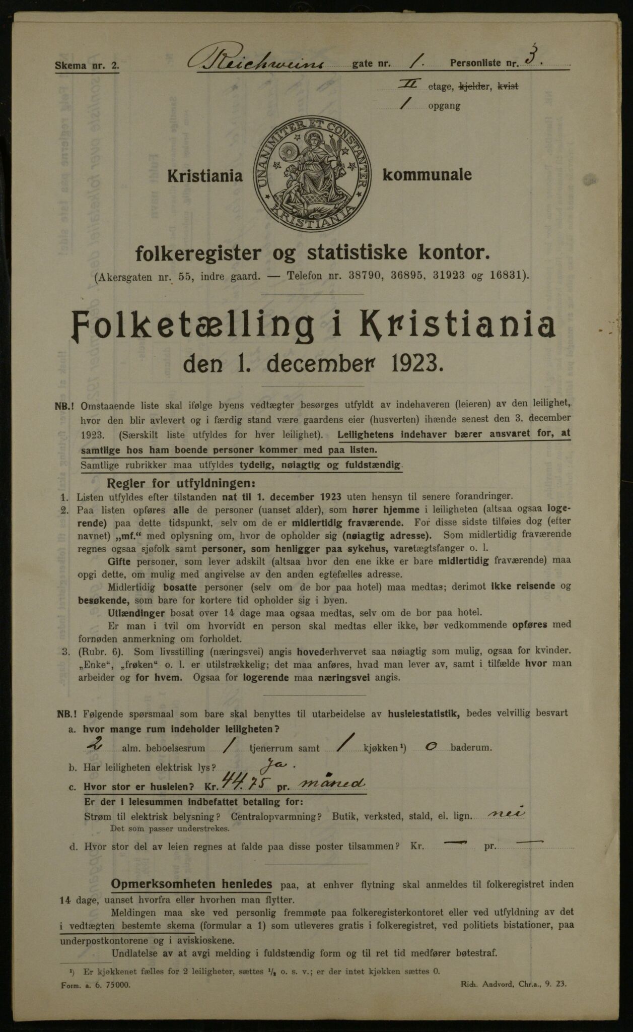 OBA, Kommunal folketelling 1.12.1923 for Kristiania, 1923, s. 91322