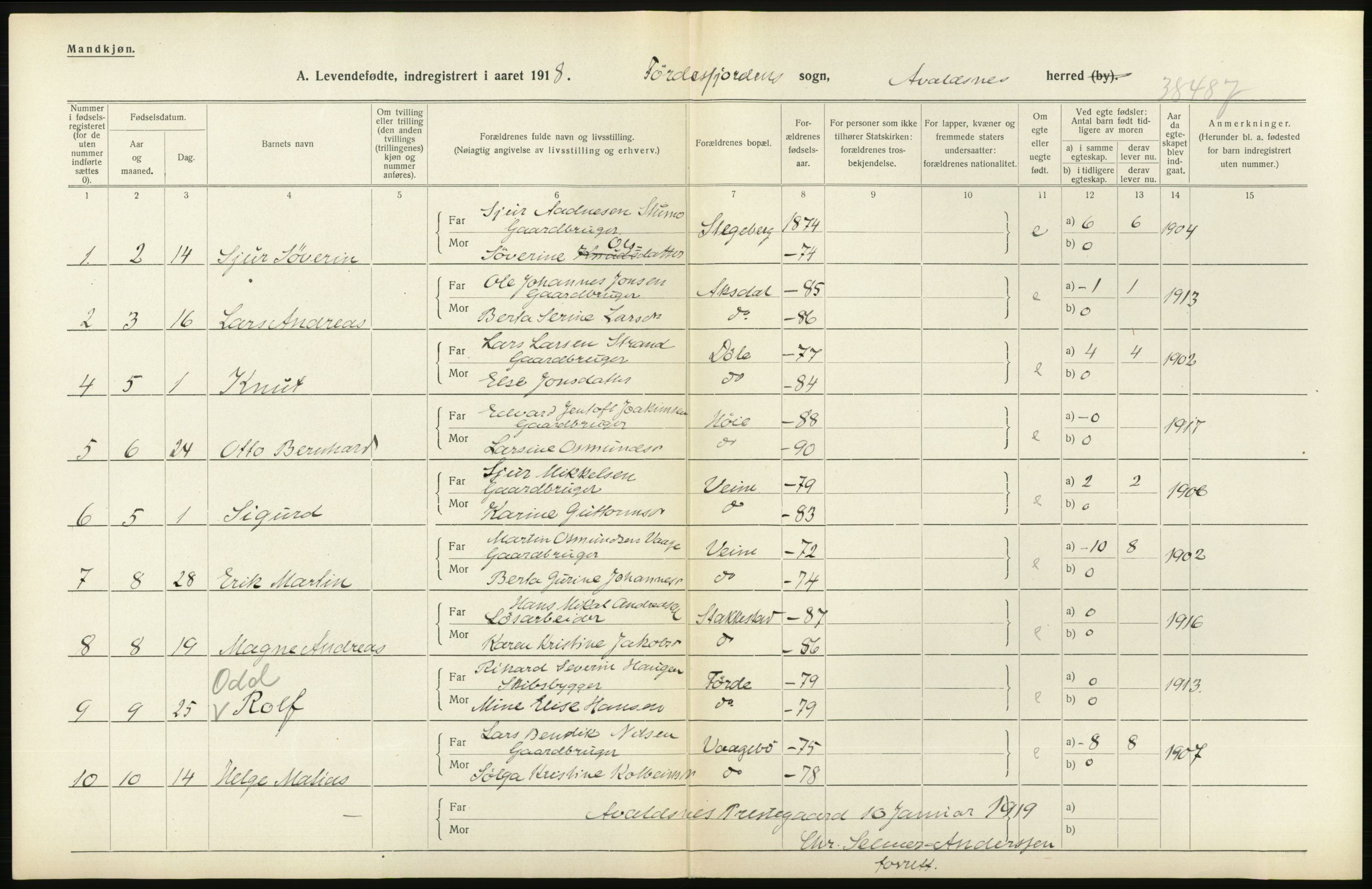 Statistisk sentralbyrå, Sosiodemografiske emner, Befolkning, RA/S-2228/D/Df/Dfb/Dfbh/L0031: Rogaland fylke: Levendefødte menn og kvinner. Bygder., 1918