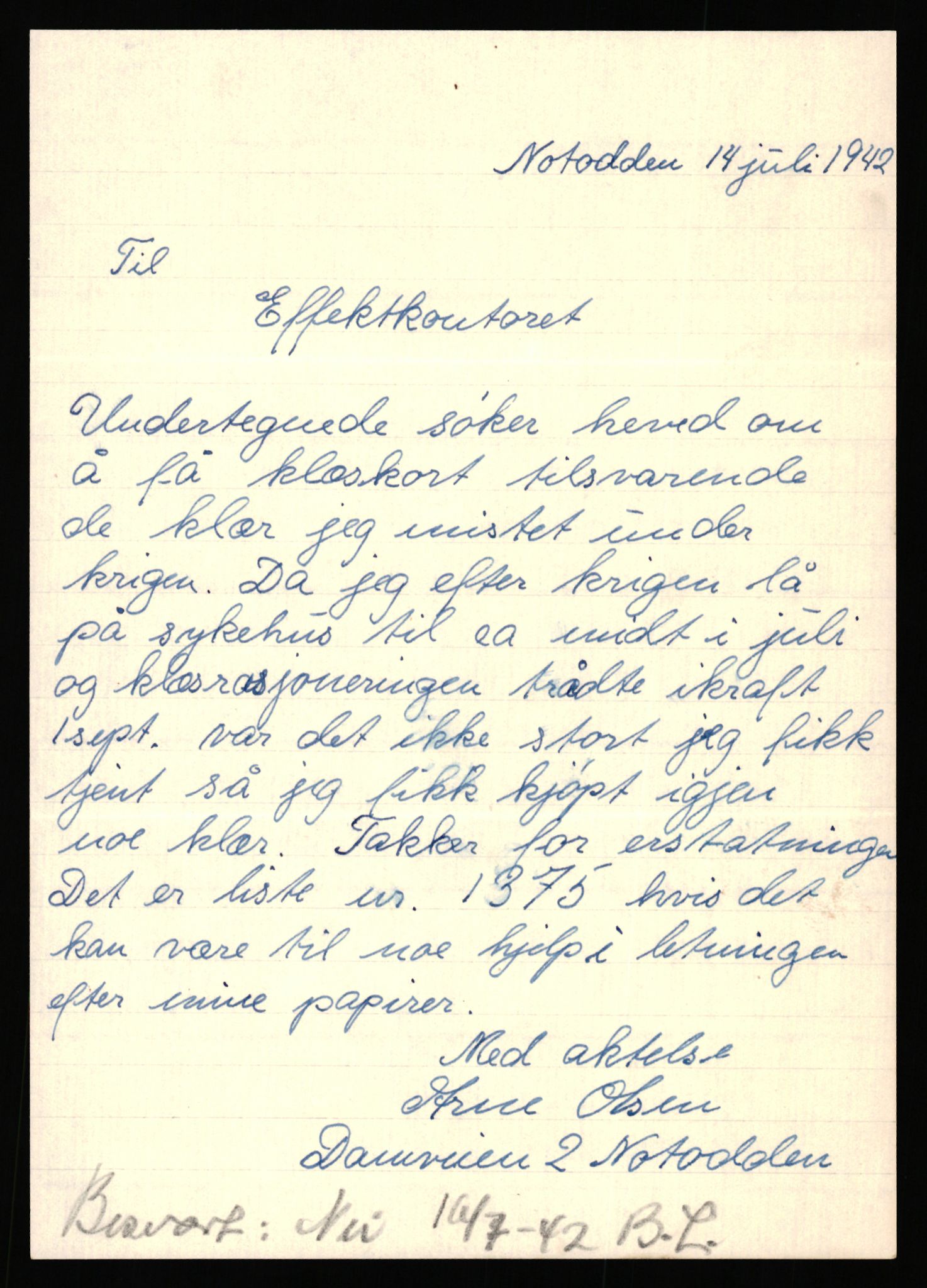 Justisdepartementet, Oppgjørsavdelingen, RA/S-1056/G/Gb/L0095: Spesiallister m.v., 1940-1943, s. 1014