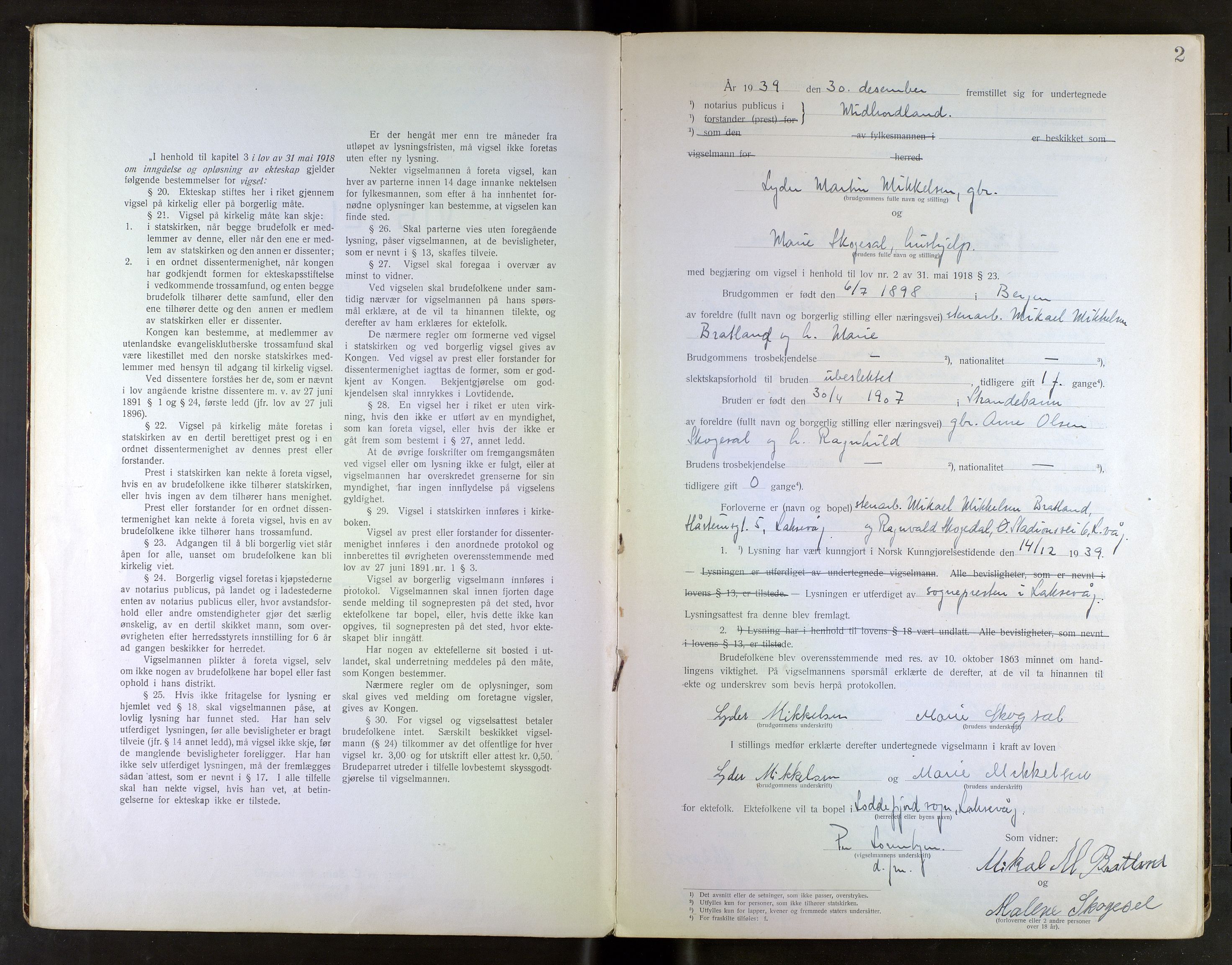 Midhordland sorenskriveri, SAB/A-3001/1/M/Mc/Mca/L0002: Notarialbilag. Vigselbøker, 1939-1942, s. 2