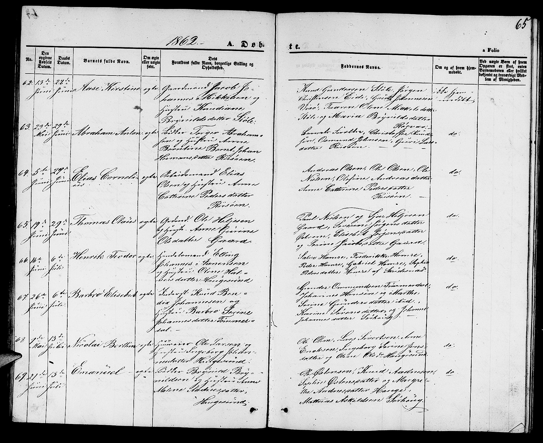 Torvastad sokneprestkontor, AV/SAST-A -101857/H/Ha/Hab/L0006: Klokkerbok nr. B 6, 1858-1867, s. 65