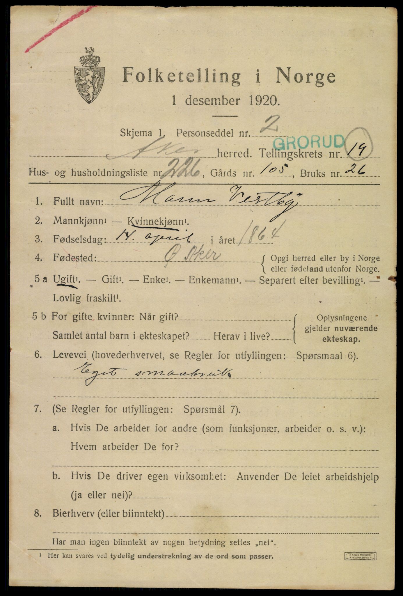 SAO, Folketelling 1920 for 0218 Aker herred, 1920, s. 121978