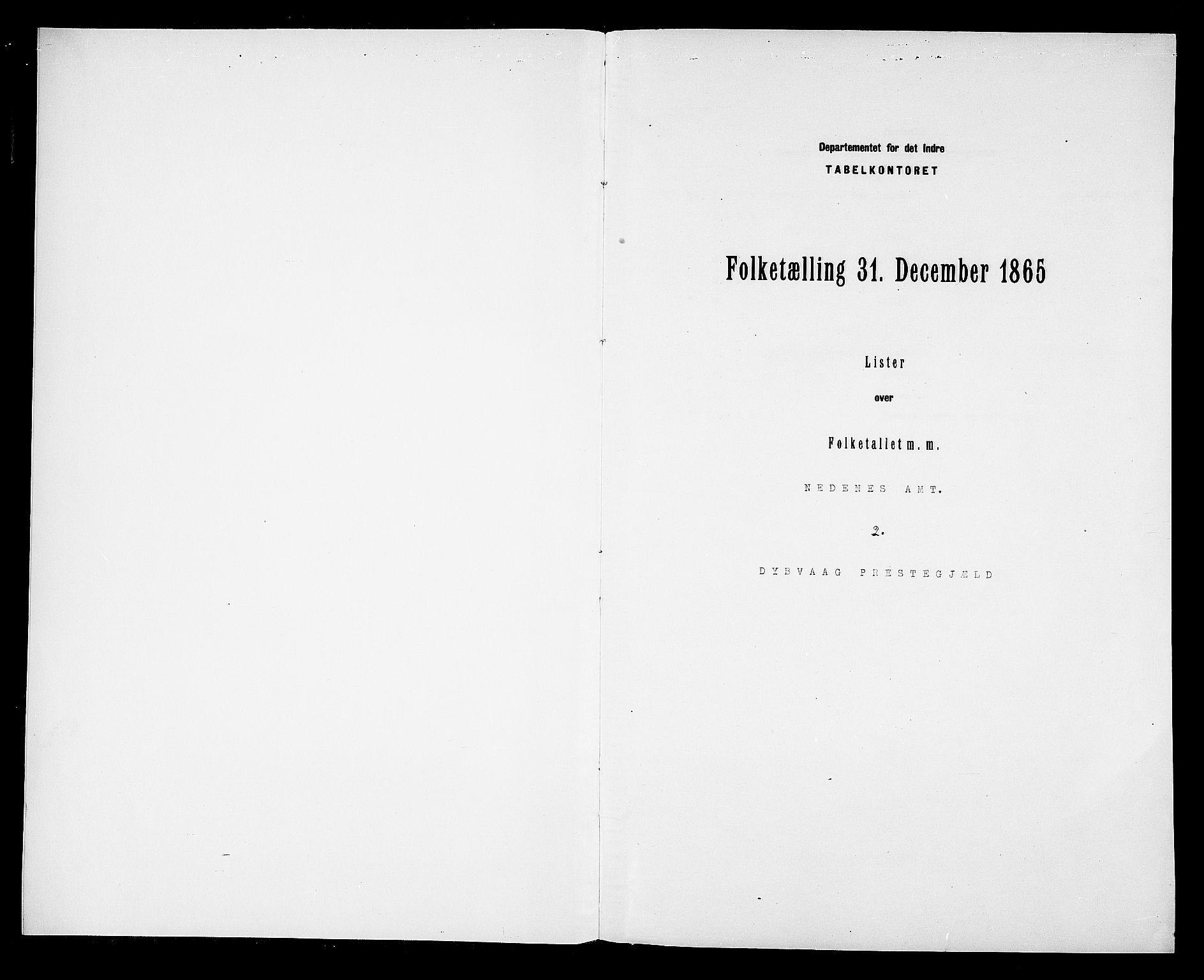RA, Folketelling 1865 for 0915P Dypvåg prestegjeld, 1865, s. 3