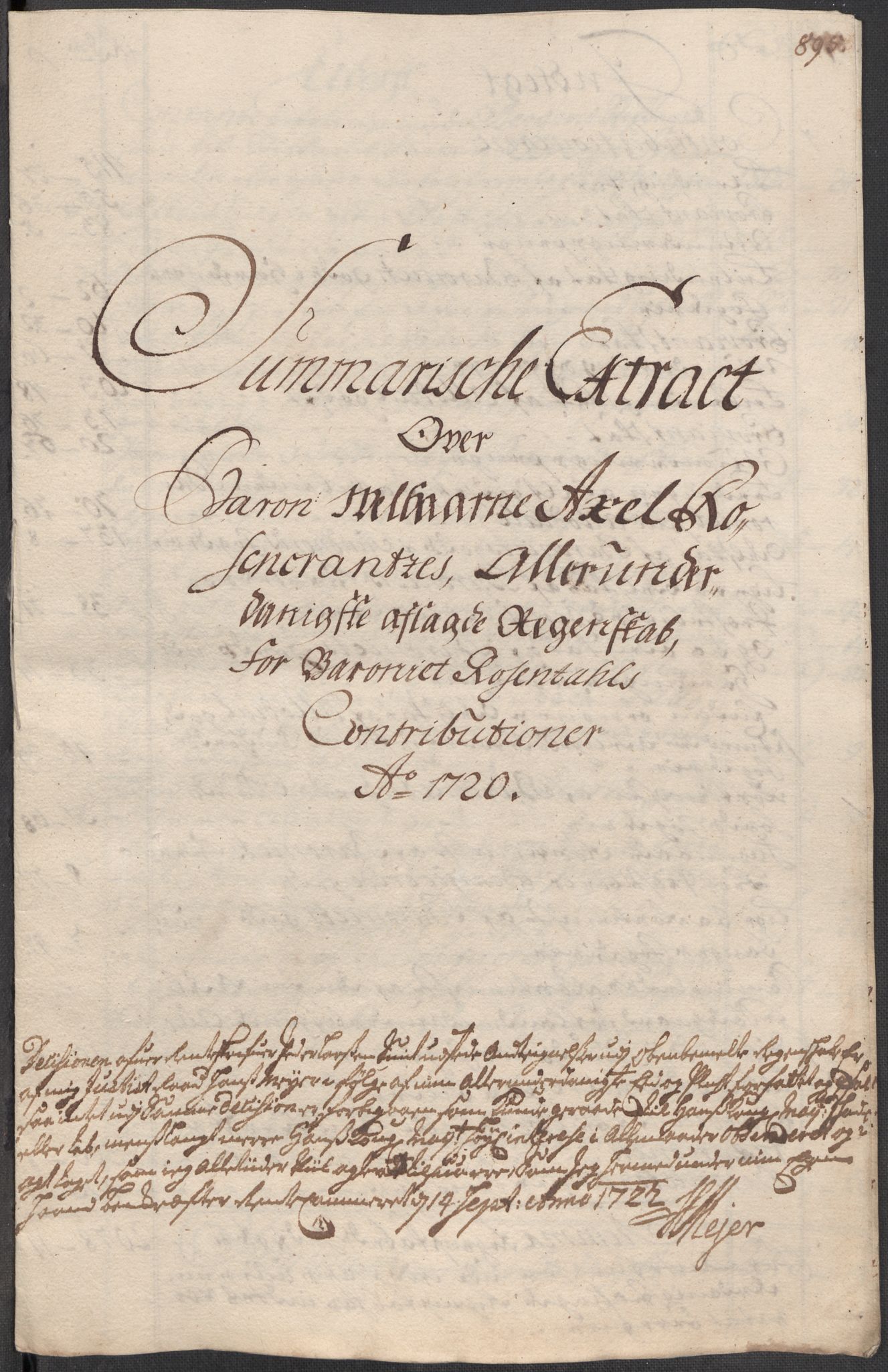 Rentekammeret inntil 1814, Reviderte regnskaper, Fogderegnskap, RA/EA-4092/R49/L3140: Fogderegnskap Rosendal Baroni, 1718-1720, s. 193
