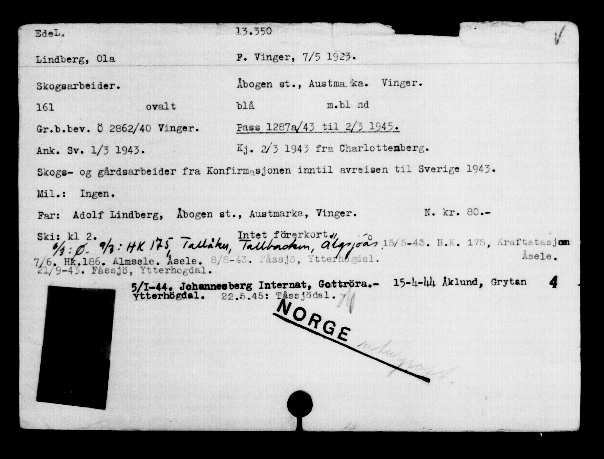 Den Kgl. Norske Legasjons Flyktningskontor, AV/RA-S-6753/V/Va/L0007: Kjesäterkartoteket.  Flyktningenr. 12700-15723, 1940-1945, s. 740