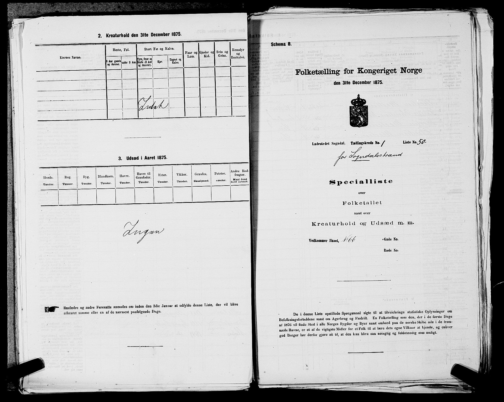 SAST, Folketelling 1875 for 1107B Sokndal prestegjeld, Sokndal ladested, 1875, s. 103