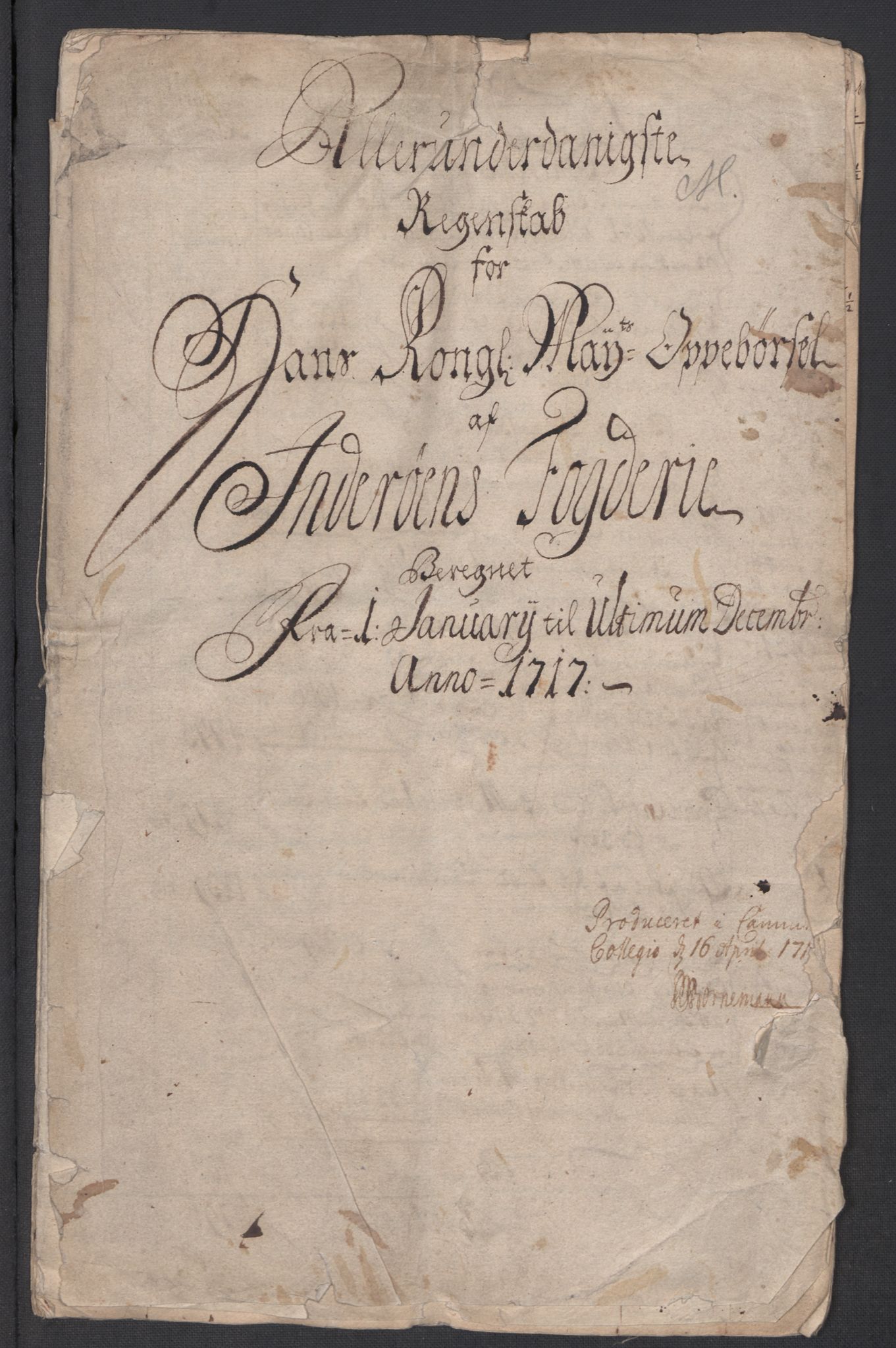 Rentekammeret inntil 1814, Reviderte regnskaper, Fogderegnskap, RA/EA-4092/R63/L4325: Fogderegnskap Inderøy, 1717, s. 3