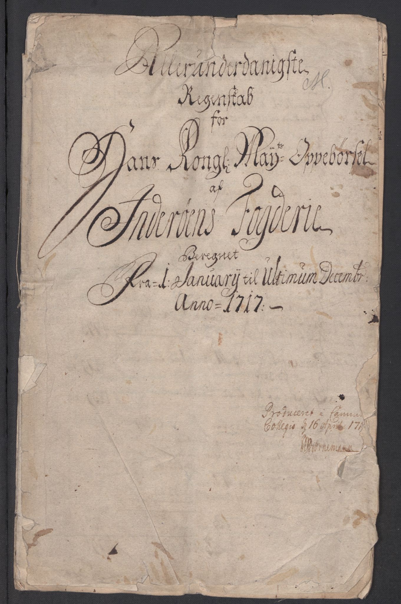 Rentekammeret inntil 1814, Reviderte regnskaper, Fogderegnskap, AV/RA-EA-4092/R63/L4325: Fogderegnskap Inderøy, 1717, s. 3