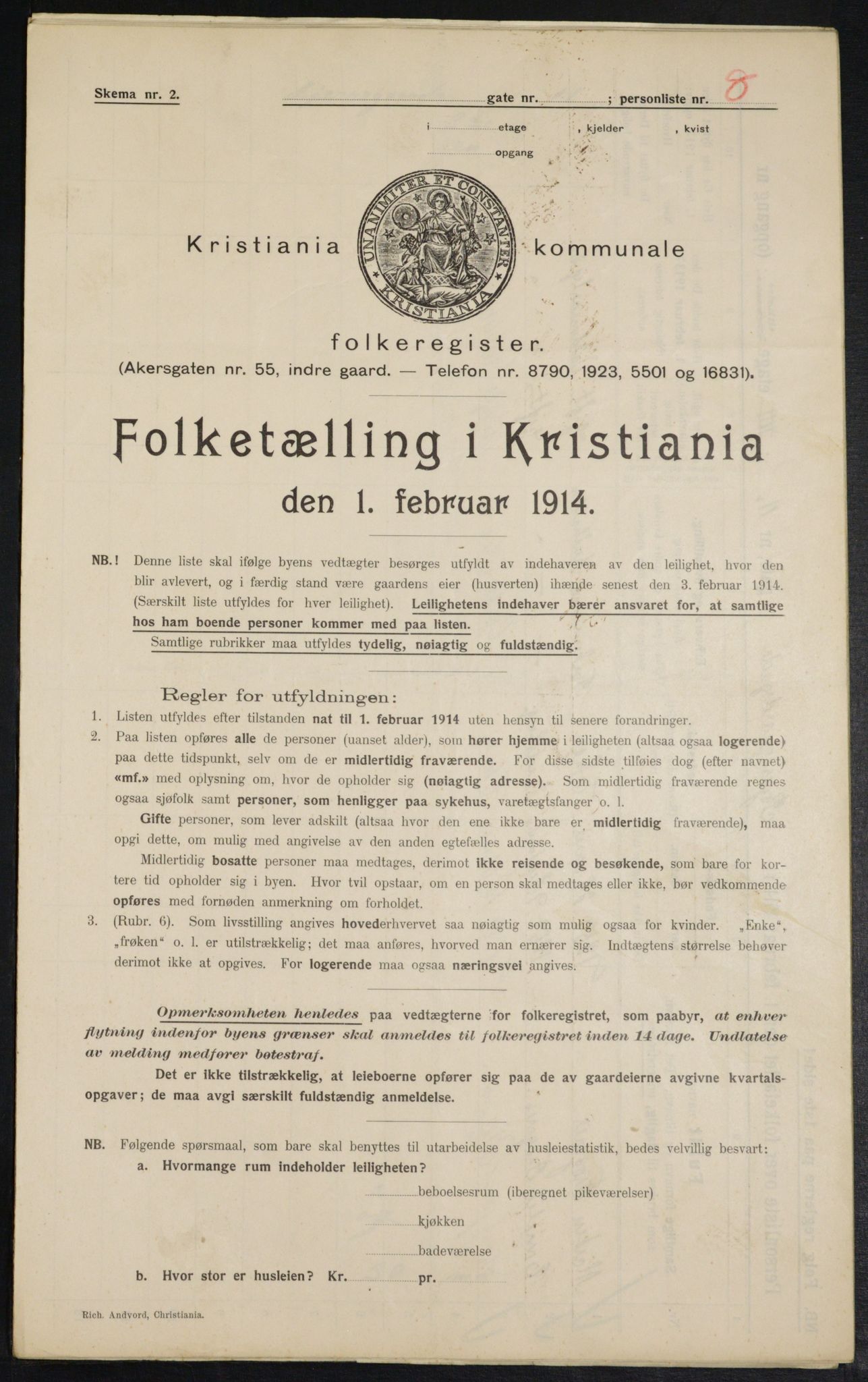 OBA, Kommunal folketelling 1.2.1914 for Kristiania, 1914, s. 5674