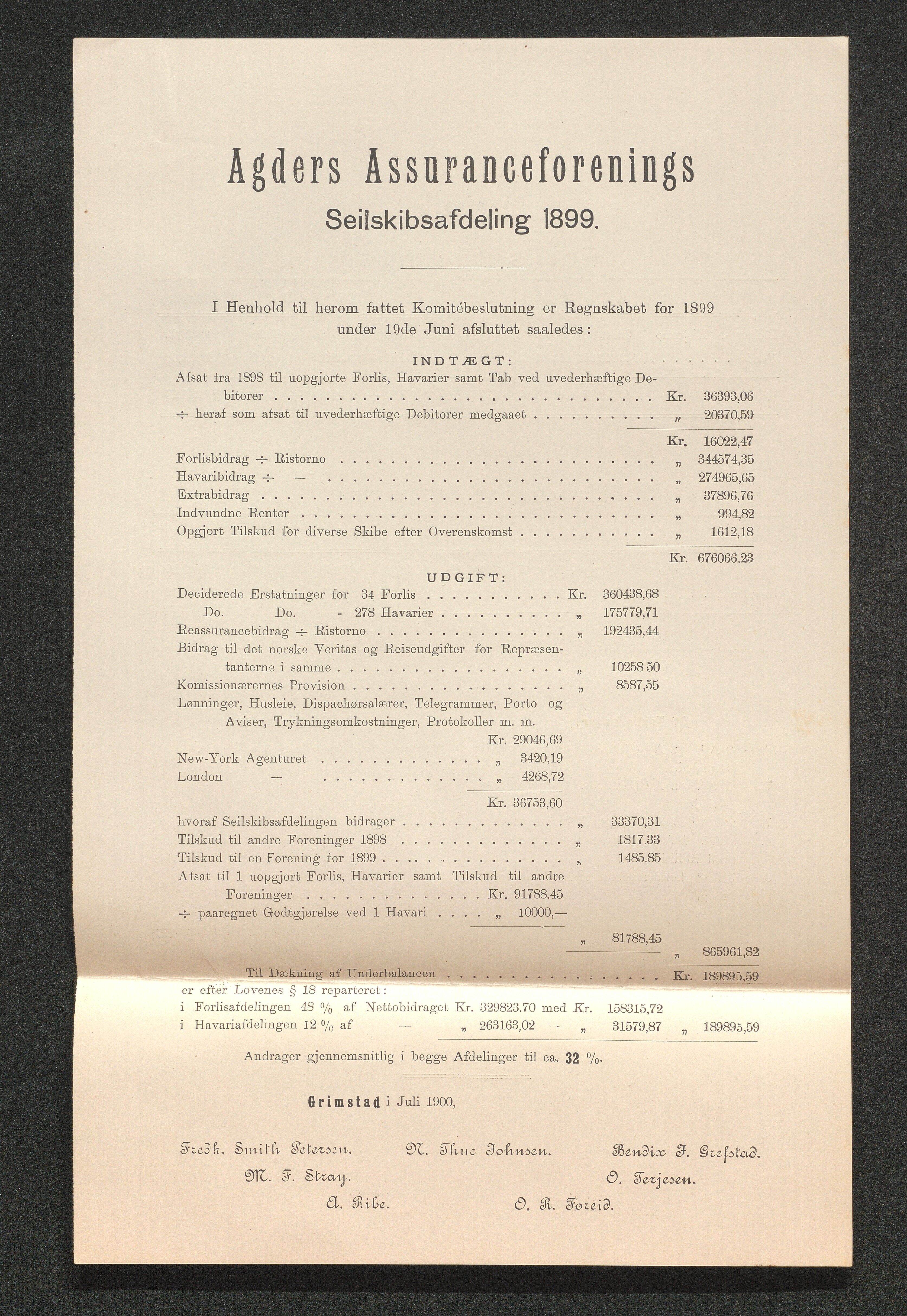 Agders Gjensidige Assuranceforening, AAKS/PA-1718/05/L0003: Regnskap, seilavdeling, pakkesak, 1890-1912