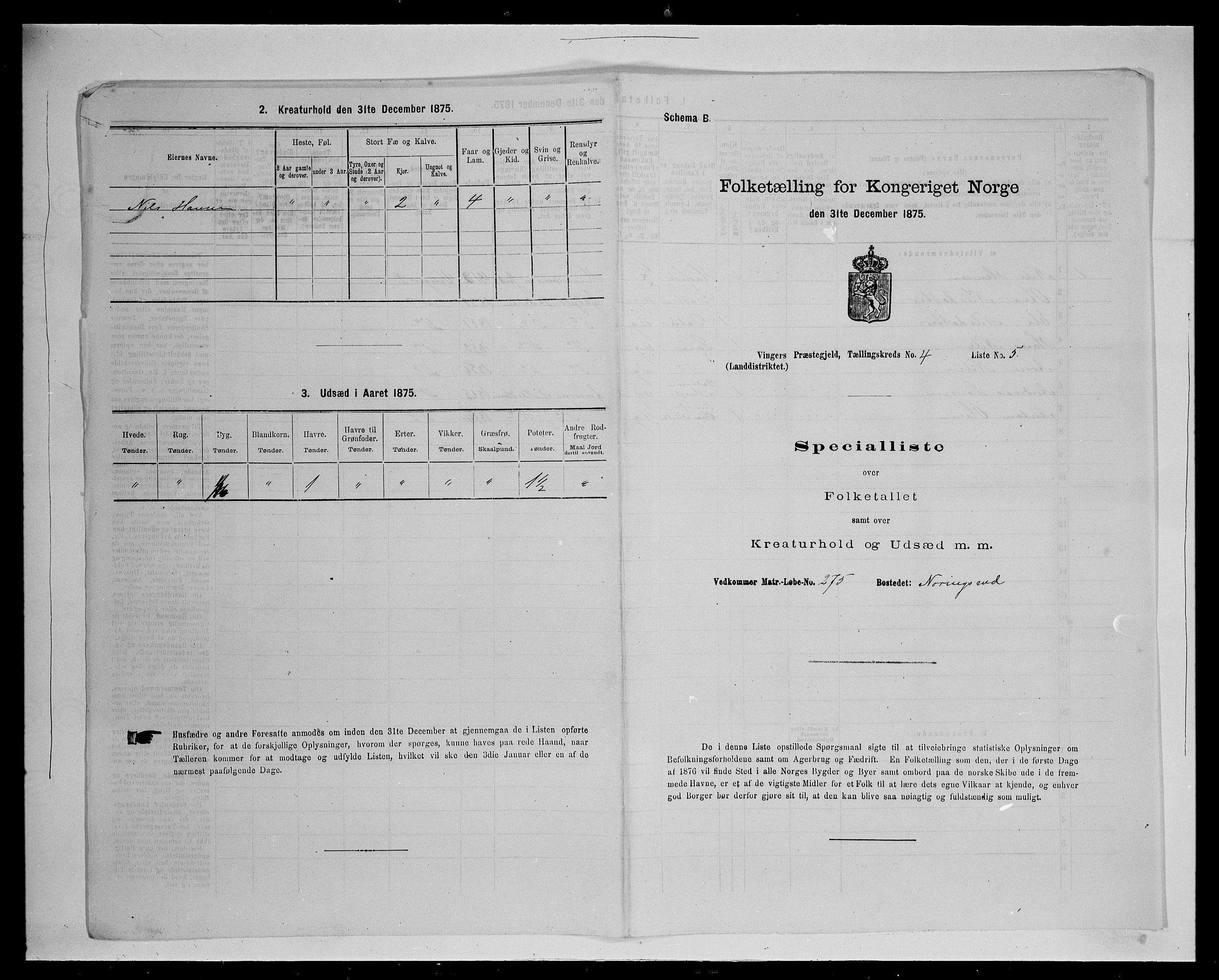 SAH, Folketelling 1875 for 0421L Vinger prestegjeld, Vinger sokn og Austmarka sokn, 1875, s. 606