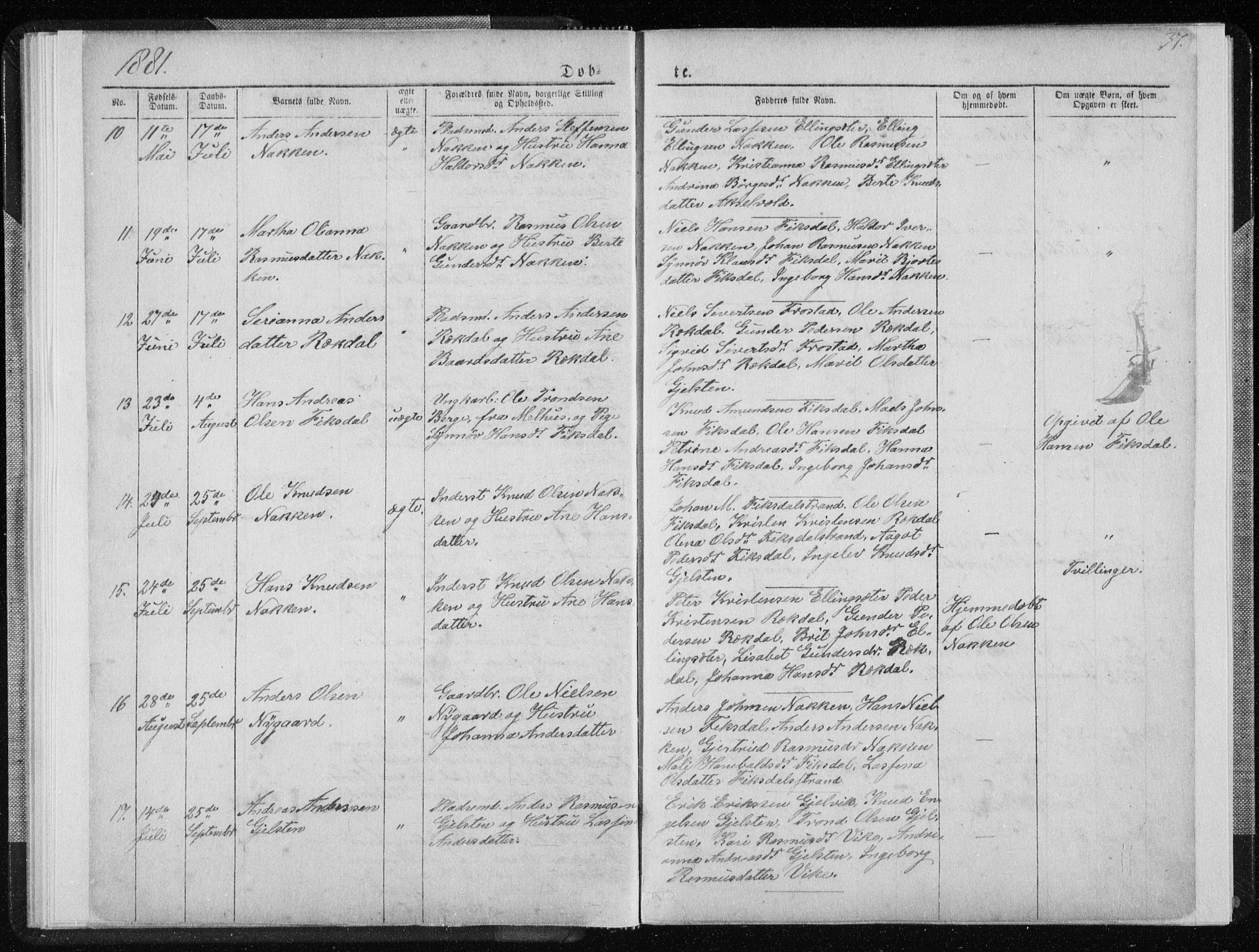 Ministerialprotokoller, klokkerbøker og fødselsregistre - Møre og Romsdal, AV/SAT-A-1454/540/L0541: Klokkerbok nr. 540C01, 1867-1920, s. 37