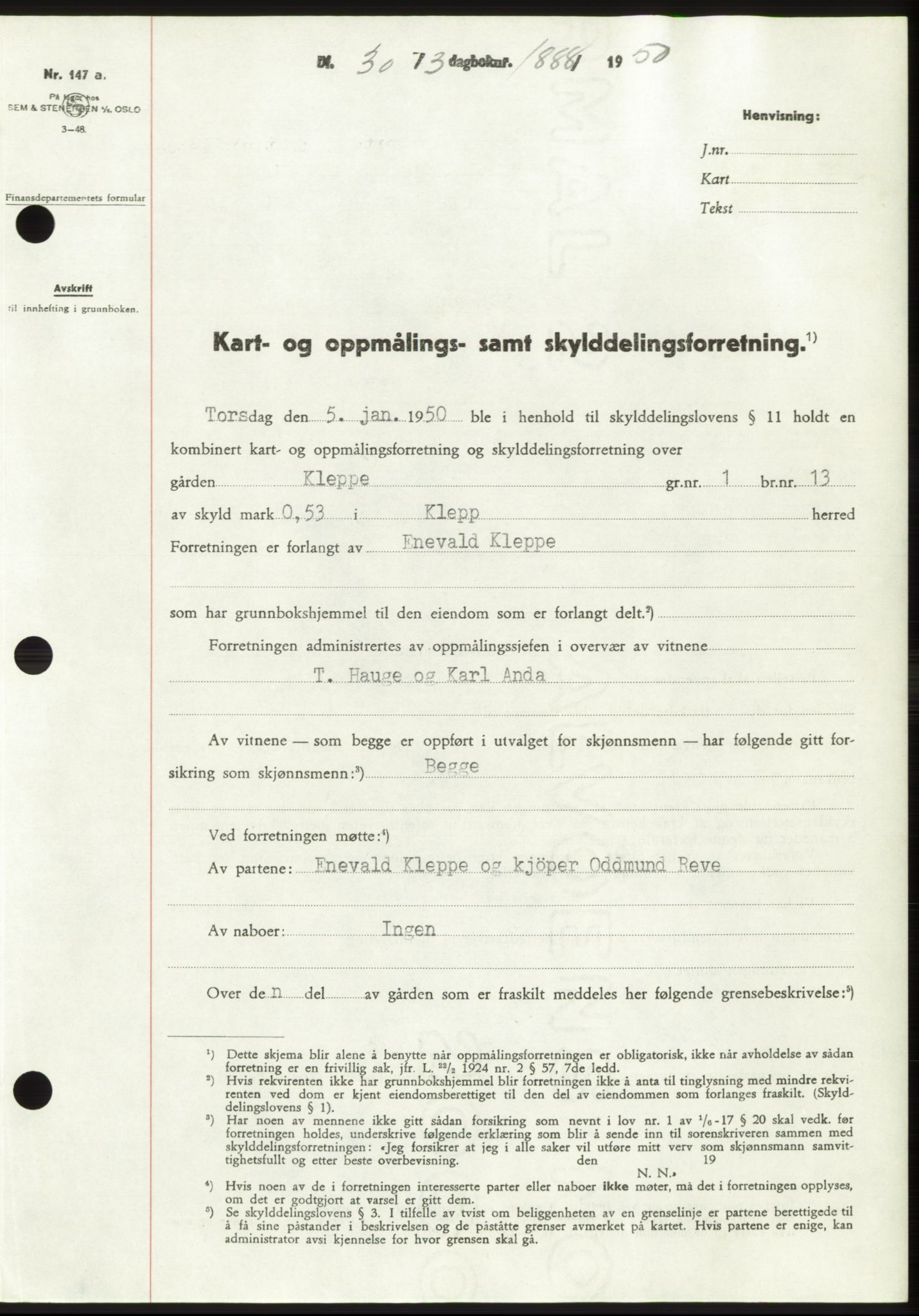 Jæren sorenskriveri, SAST/A-100310/03/G/Gba/L0107: Pantebok, 1950-1950, Dagboknr: 1888/1950