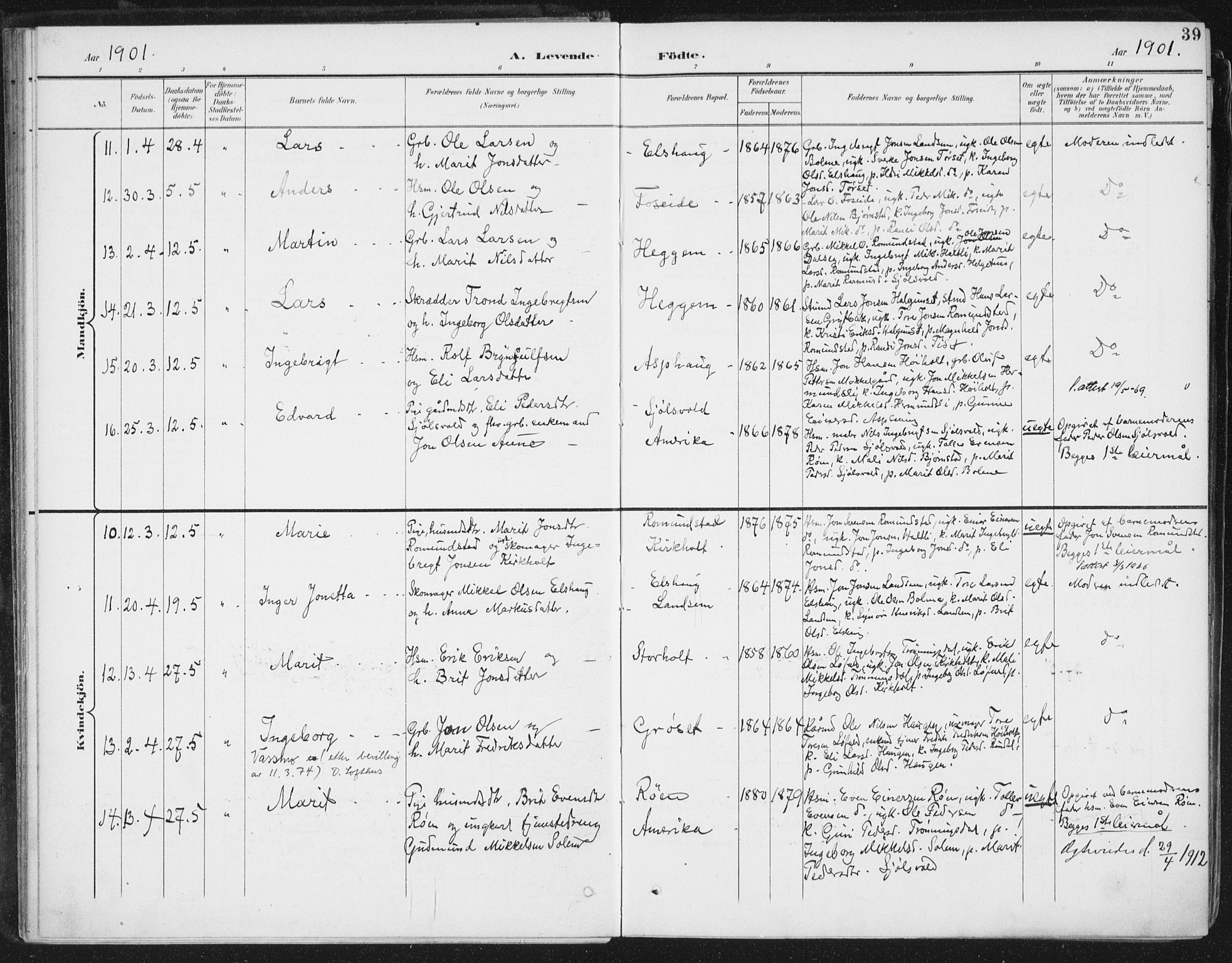Ministerialprotokoller, klokkerbøker og fødselsregistre - Møre og Romsdal, AV/SAT-A-1454/598/L1072: Ministerialbok nr. 598A06, 1896-1910, s. 39