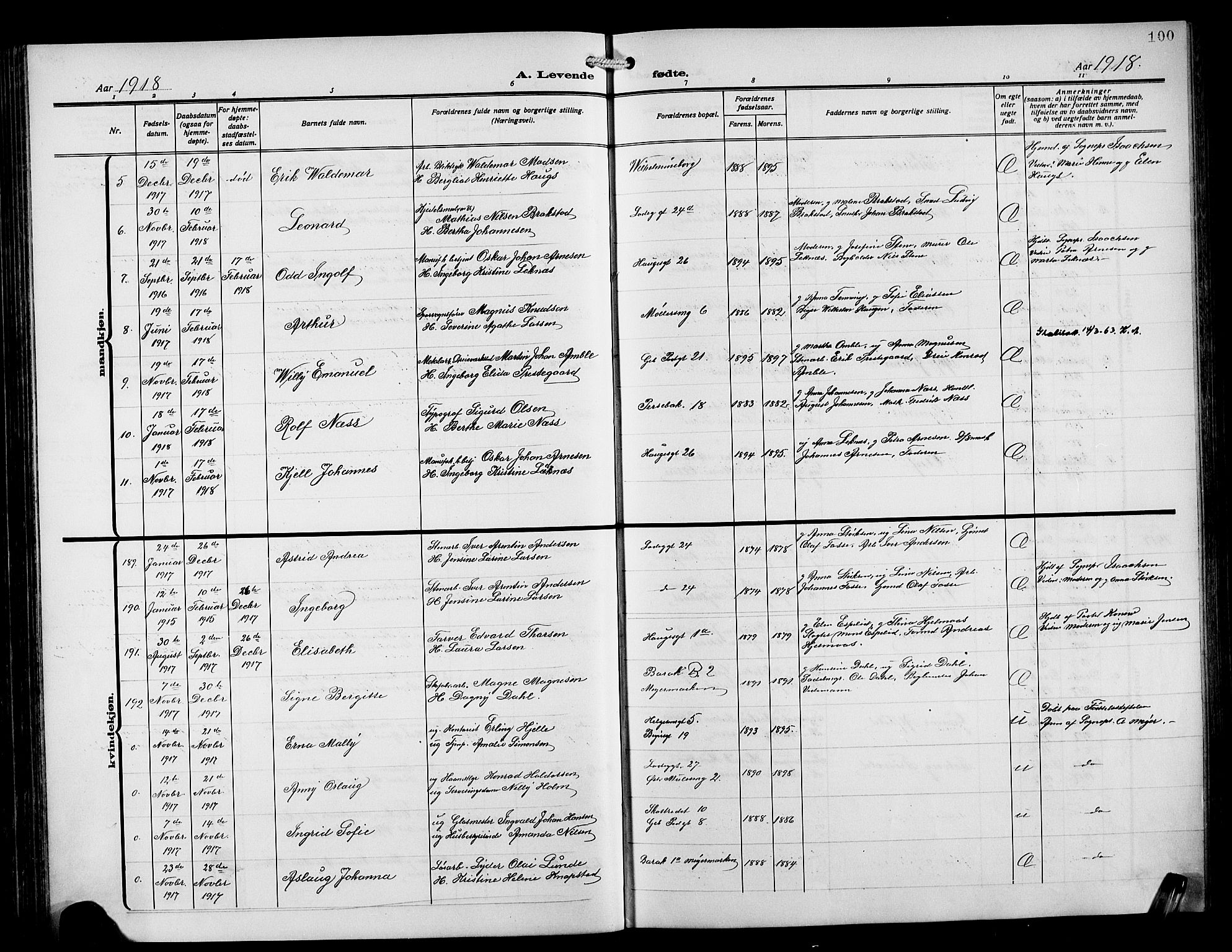 Sandviken Sokneprestembete, AV/SAB-A-77601/H/Hb/L0005: Klokkerbok nr. B 2, 1914-1925, s. 100