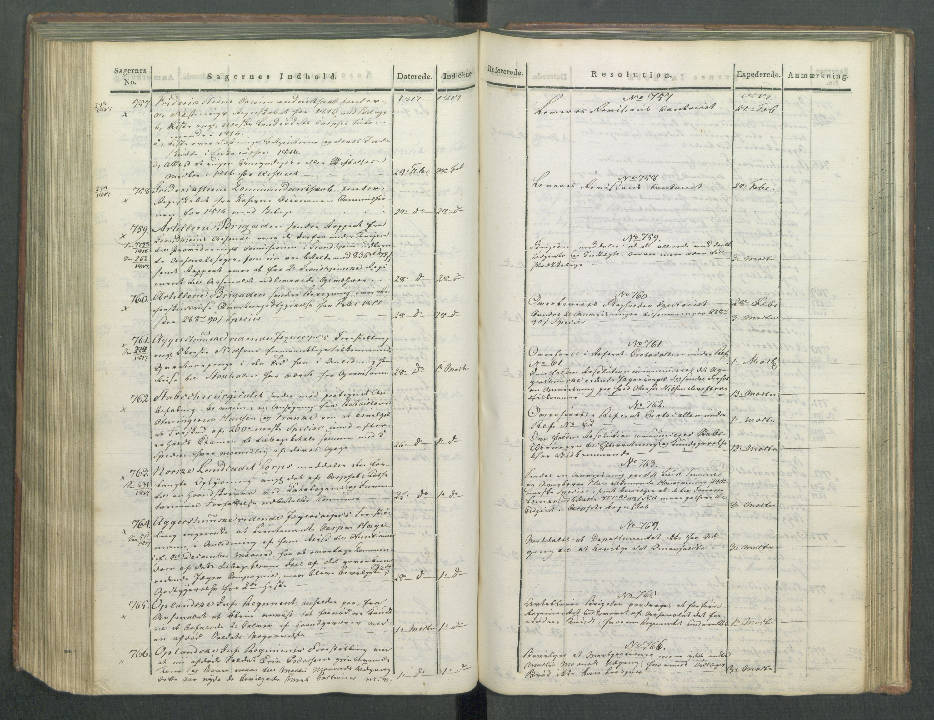 Armédepartementet, AV/RA-RAFA-3493/C/Ca/L0009: 6. Departements Journal, 1816-1817