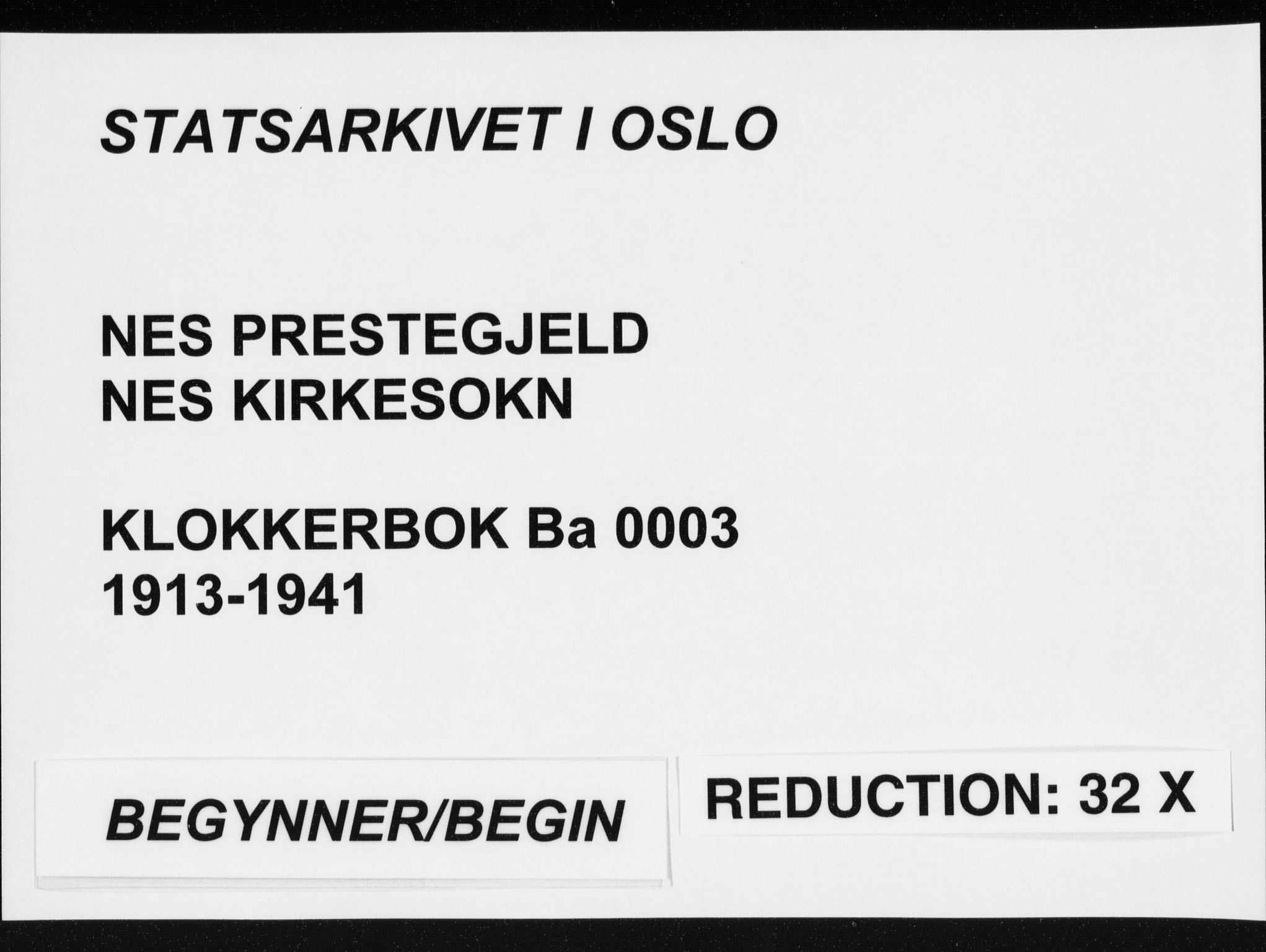 Nes prestekontor Kirkebøker, SAO/A-10410/G/Ga/L0003: Klokkerbok nr. I 3, 1913-1941