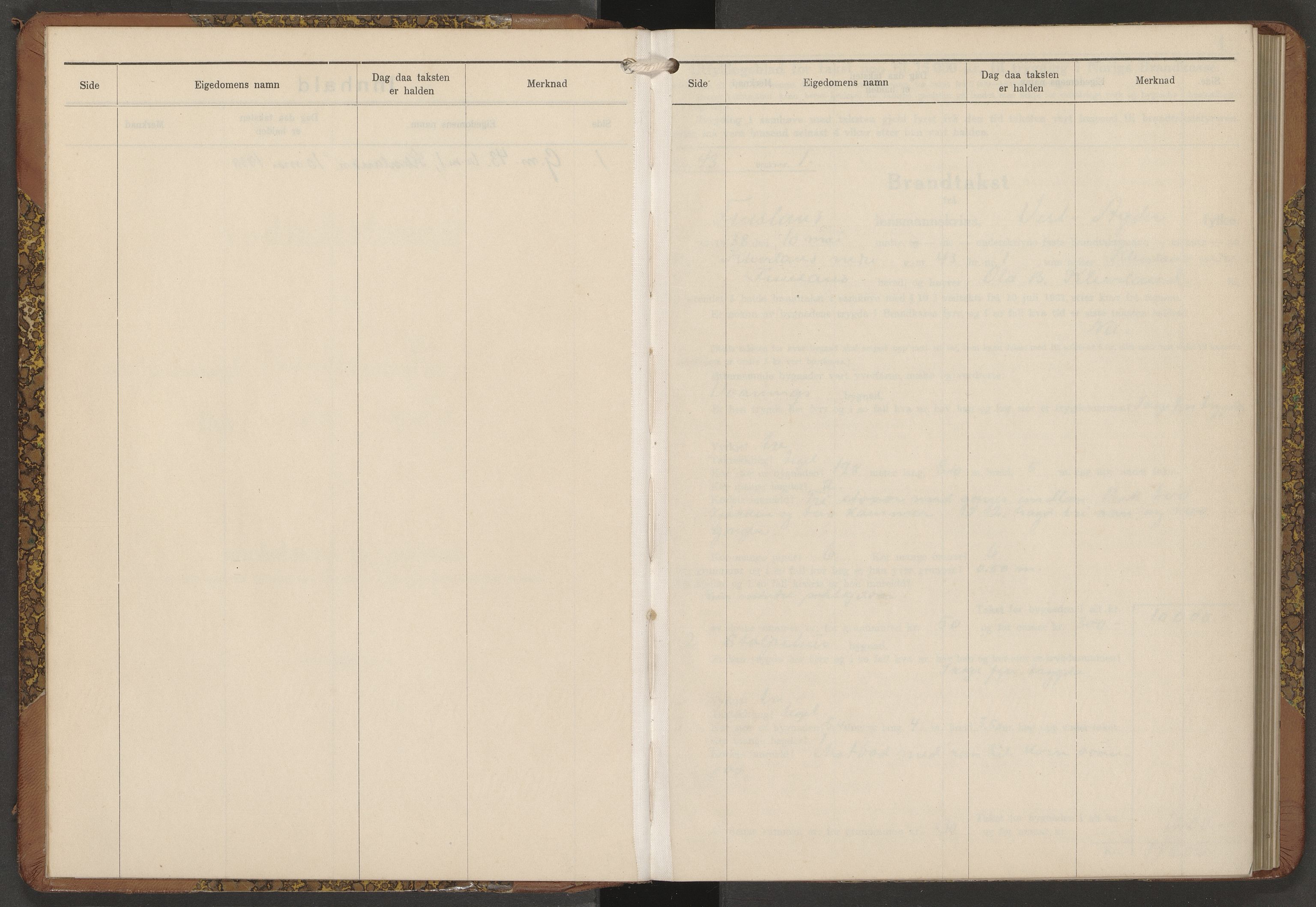 Norges Brannkasse Finsland, AV/SAK-2241-0013/F/Fa/L0003: Branntakstprotokoll nr. 3 med gårdsnavnregister, 1938-1952